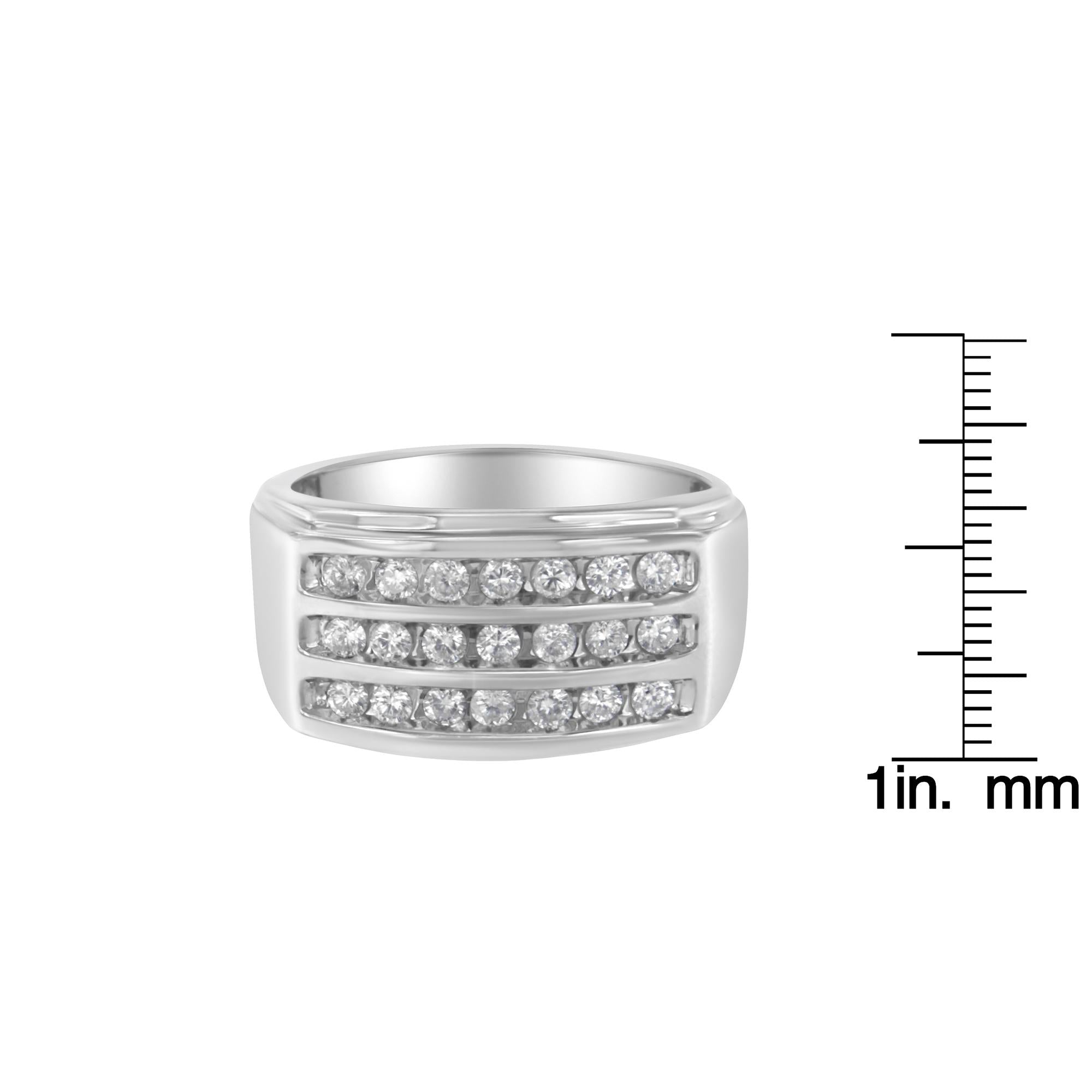 14K White Gold Men's Diamond Channel Set Band Ring (1 cttw, H-I Color,