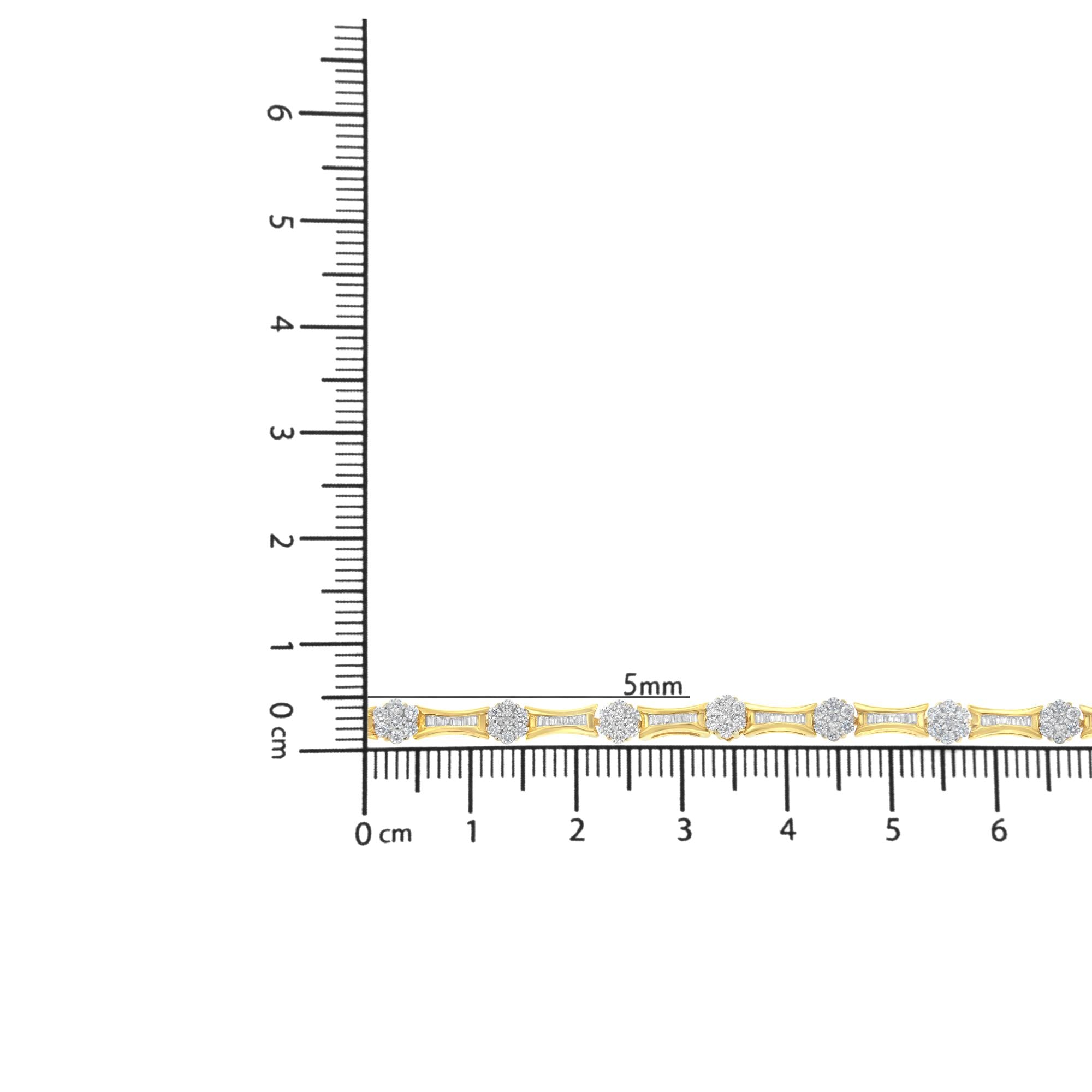 10K Yellow and White Gold 2.00 cttw Round and Baguette-Cut Diamond