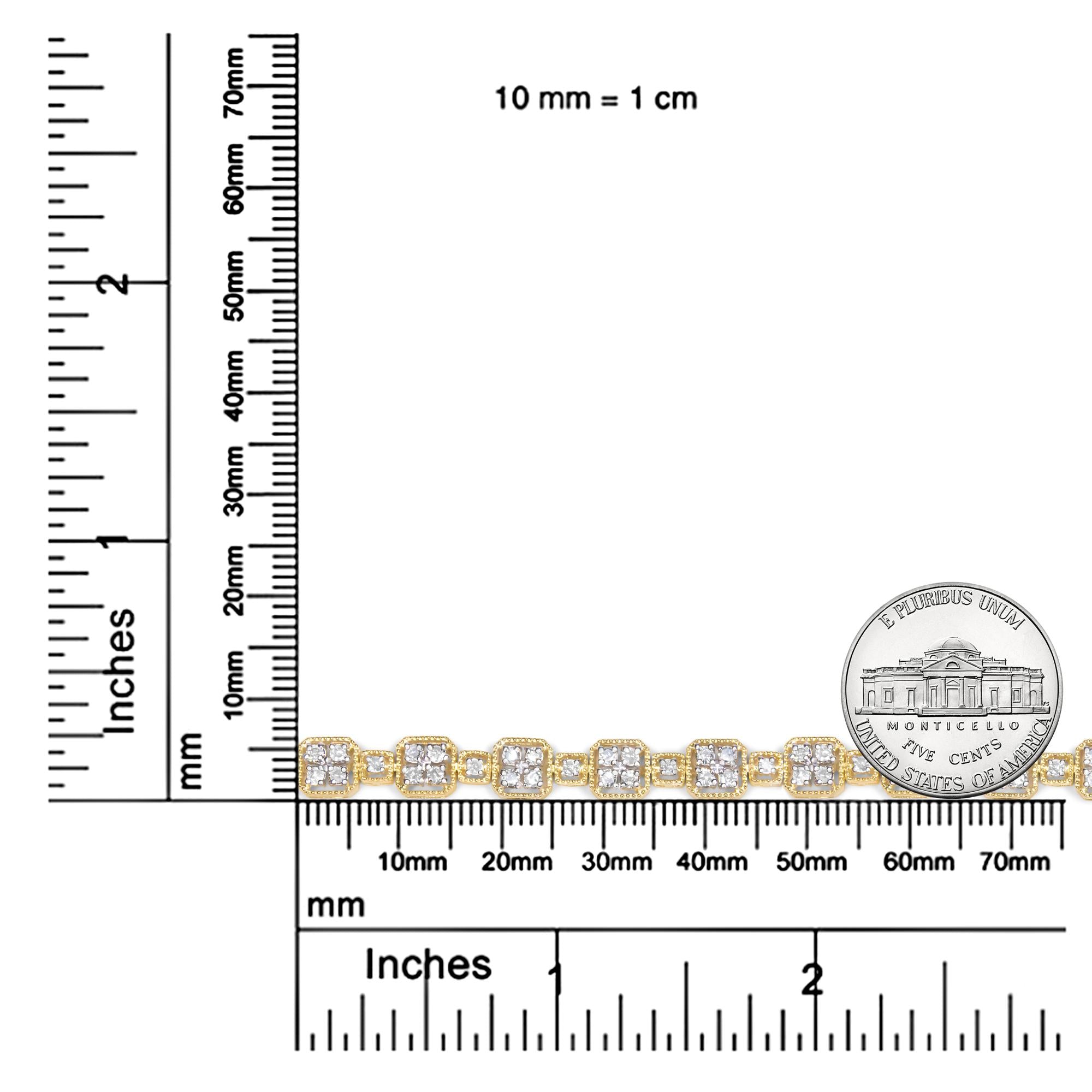 10K Yellow Gold 2.0 Cttw Diamond Square Link Bracelet (J-K Color,