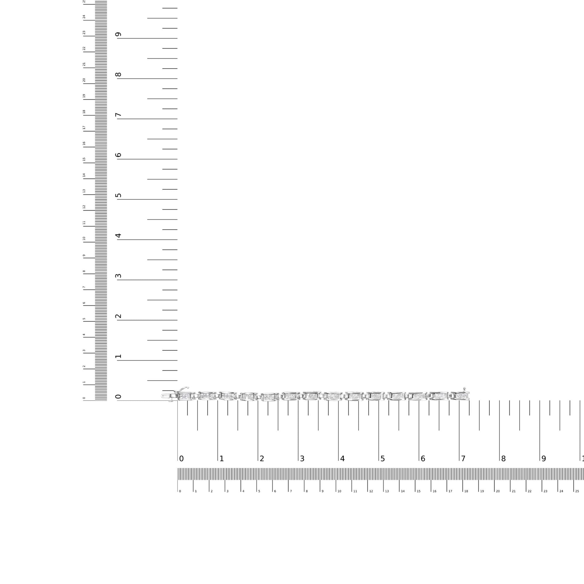 14K White Gold 3.0 Cttw Invisible Set Princess Cut Diamond Link and