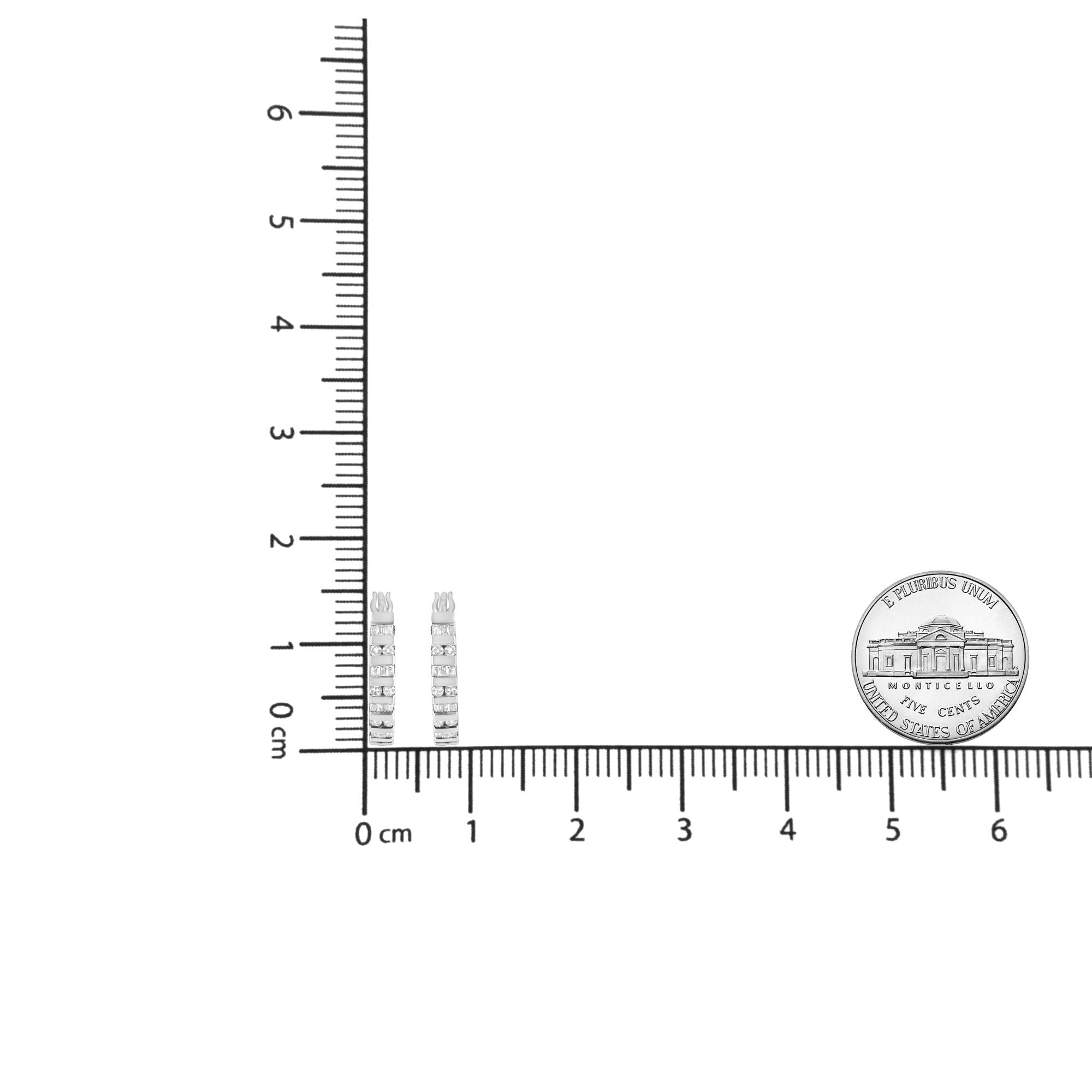 10K Gold Round and Baguette-Cut Diamond Hoop Earrings (I-J Color,