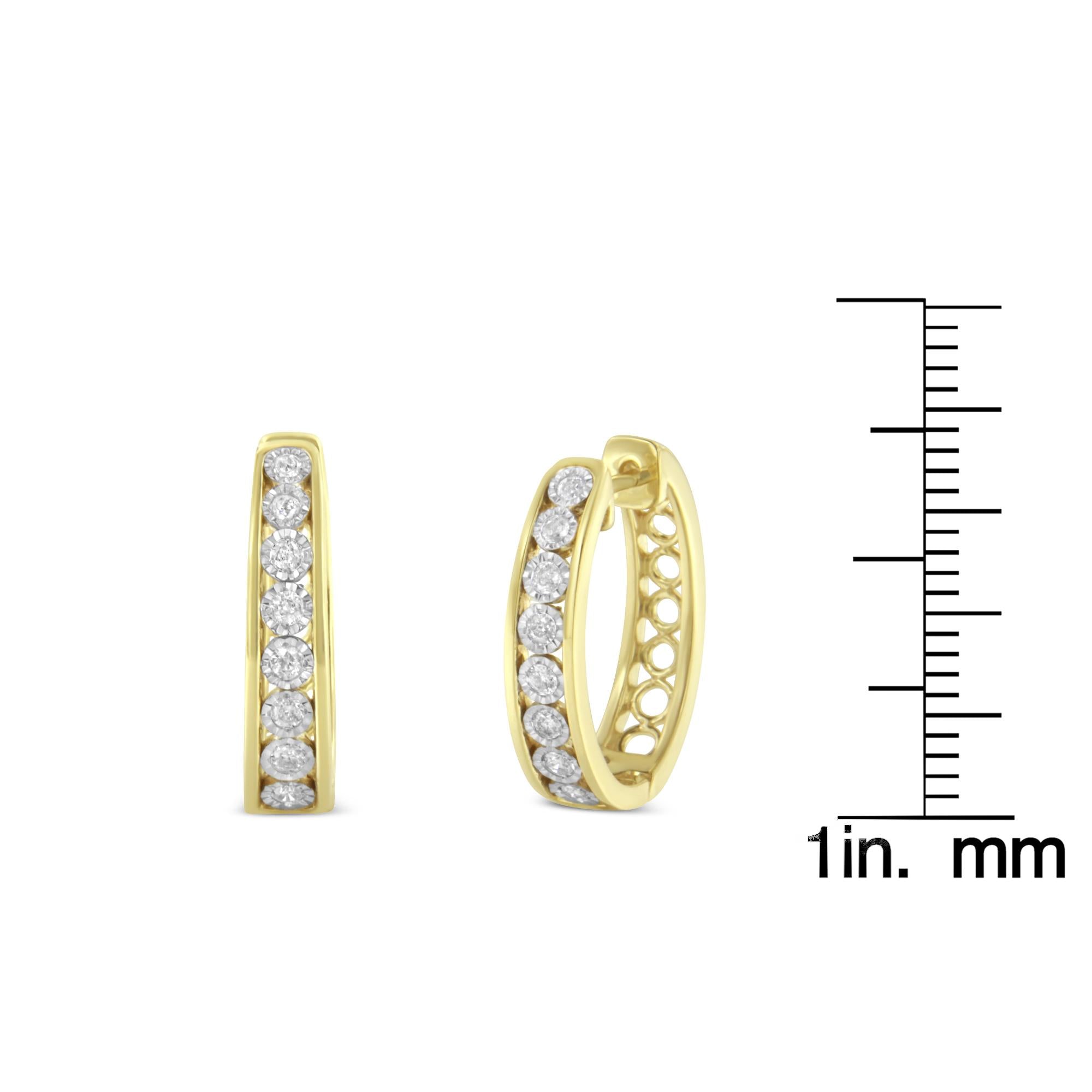 10KT Yellow and White Gold Diamond Hoop Earring (1/2 cttw, J-K Color,