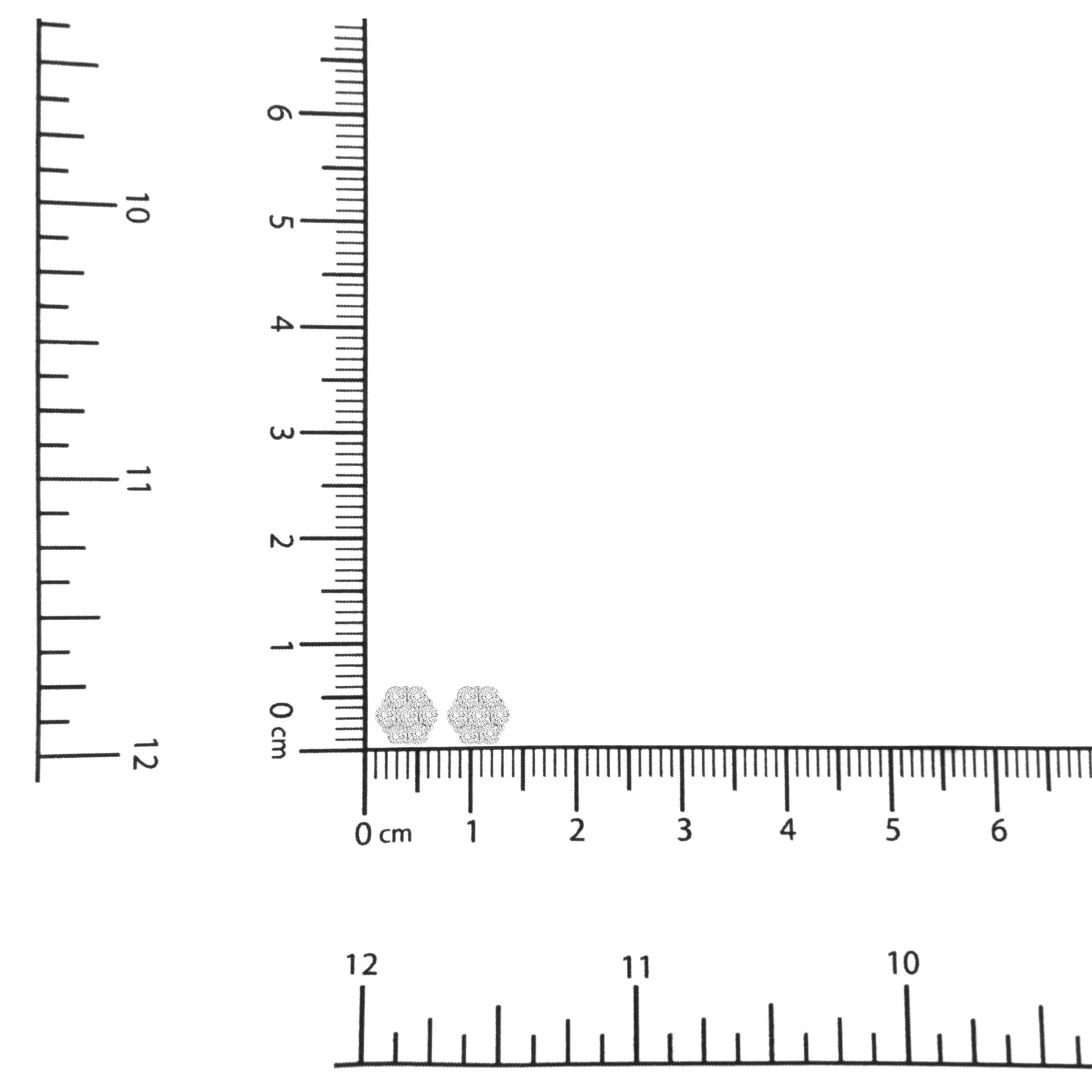 14K White Gold 3 cttw Prong Set Round-Cut Diamond Floral Cluster Stud
