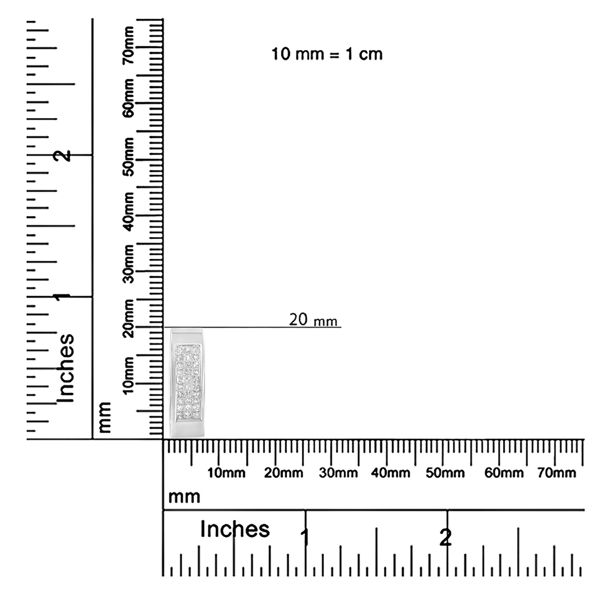 14K Gold 1/2 Cttw Invisible Set Princess Cut Diamond Vertical Bar