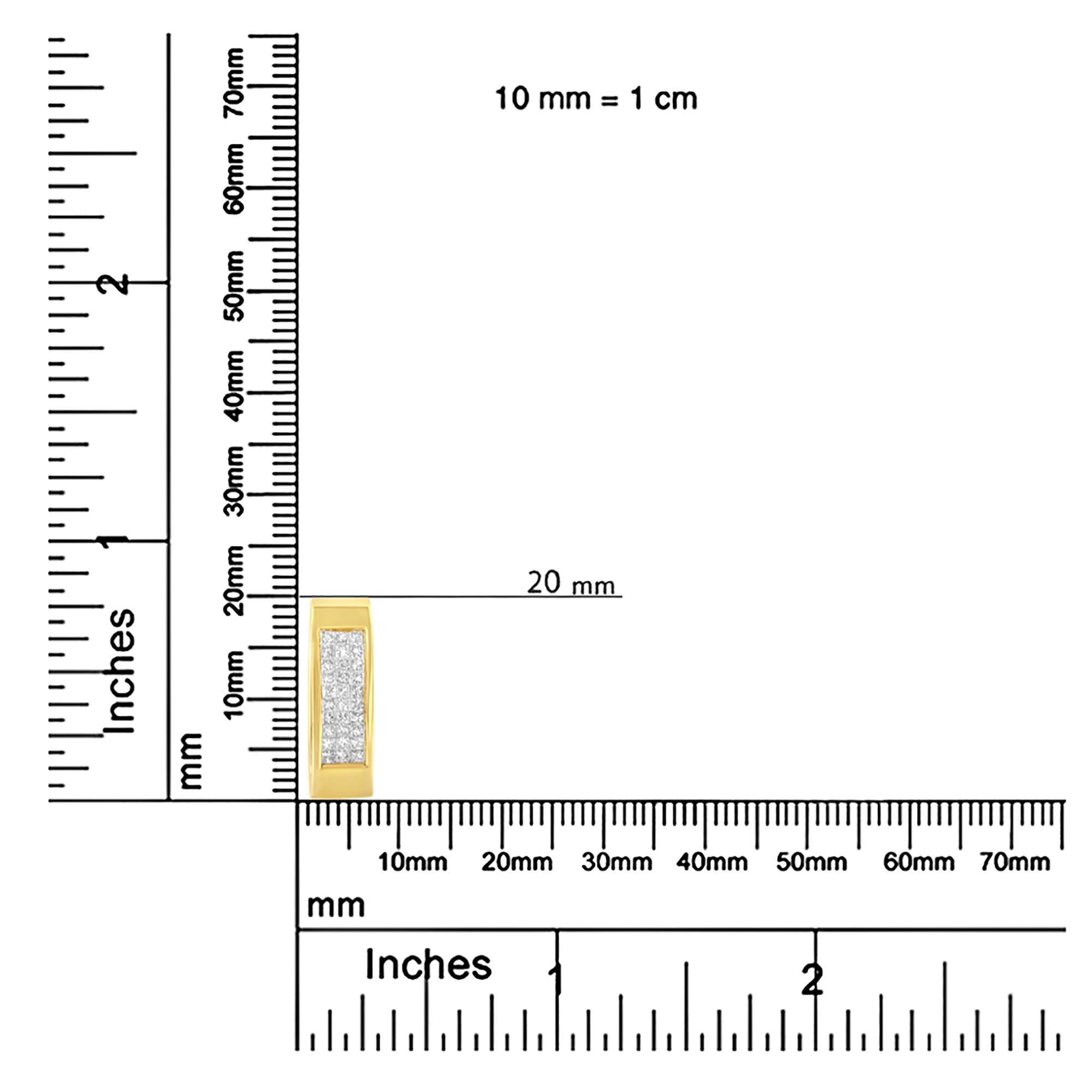 14K Gold 1/2 Cttw Invisible Set Princess Cut Diamond Vertical Bar