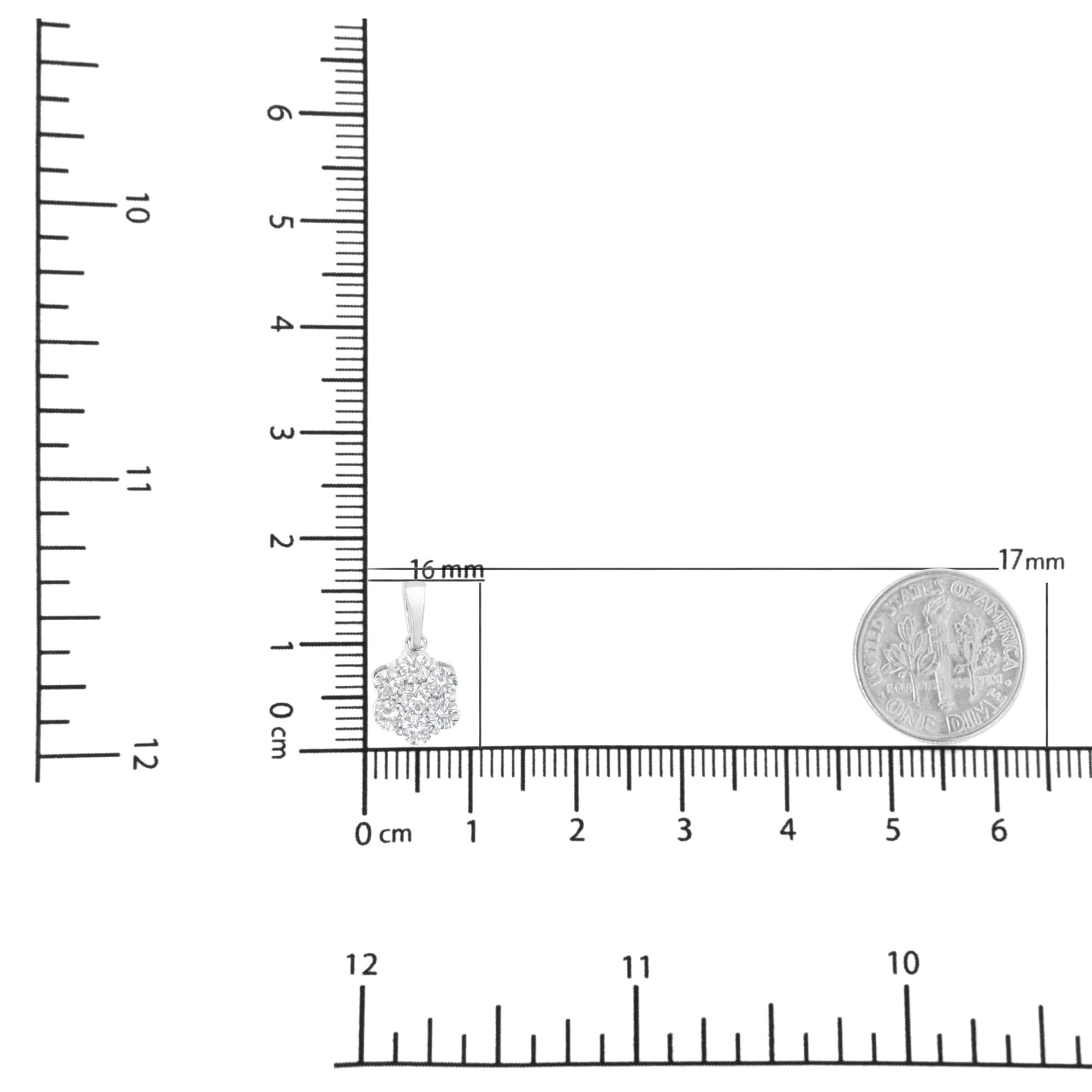 14K White Gold 1 cttw Brilliant Round-Cut Diamond 7 Stone Flower 18