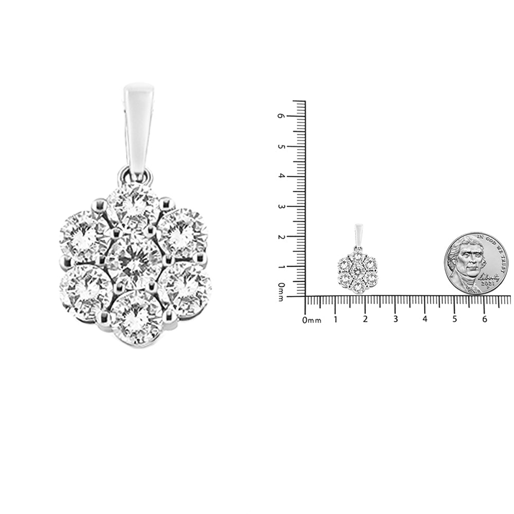 14K White Gold 2.00 Cttw Brilliant Round-Cut Diamond 7 Stone Flower