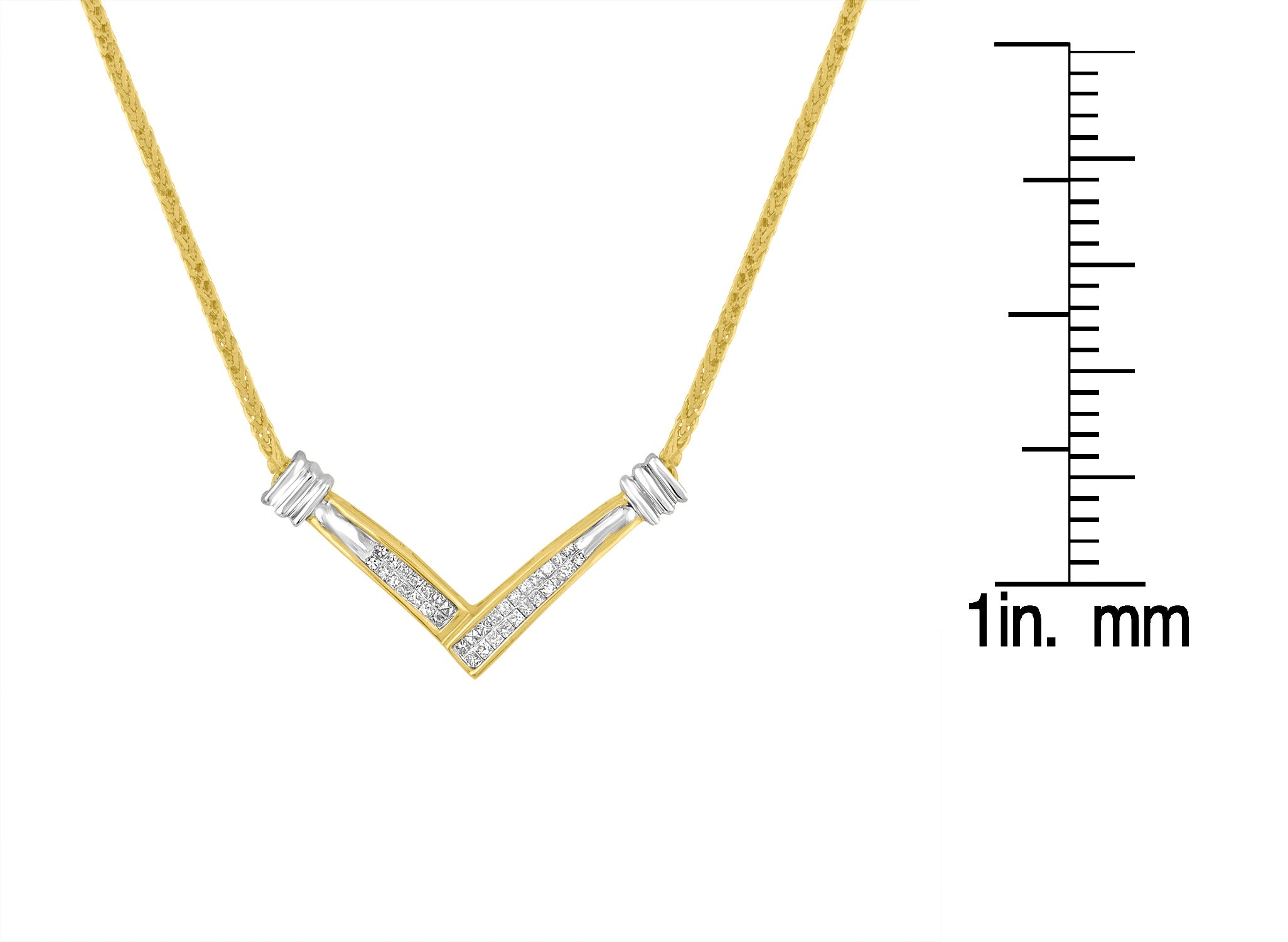 14K Yellow and White Gold 1/4 Cttw Princess Cut Diamond Channel-Set