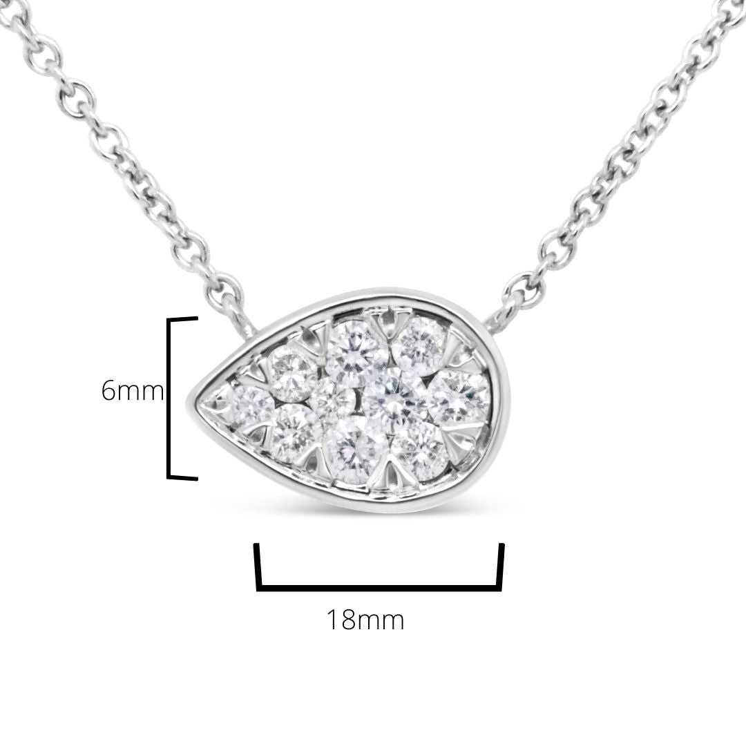 14K White Gold 1/4 Cttw Round Diamond Composite Teardrop Shape 18