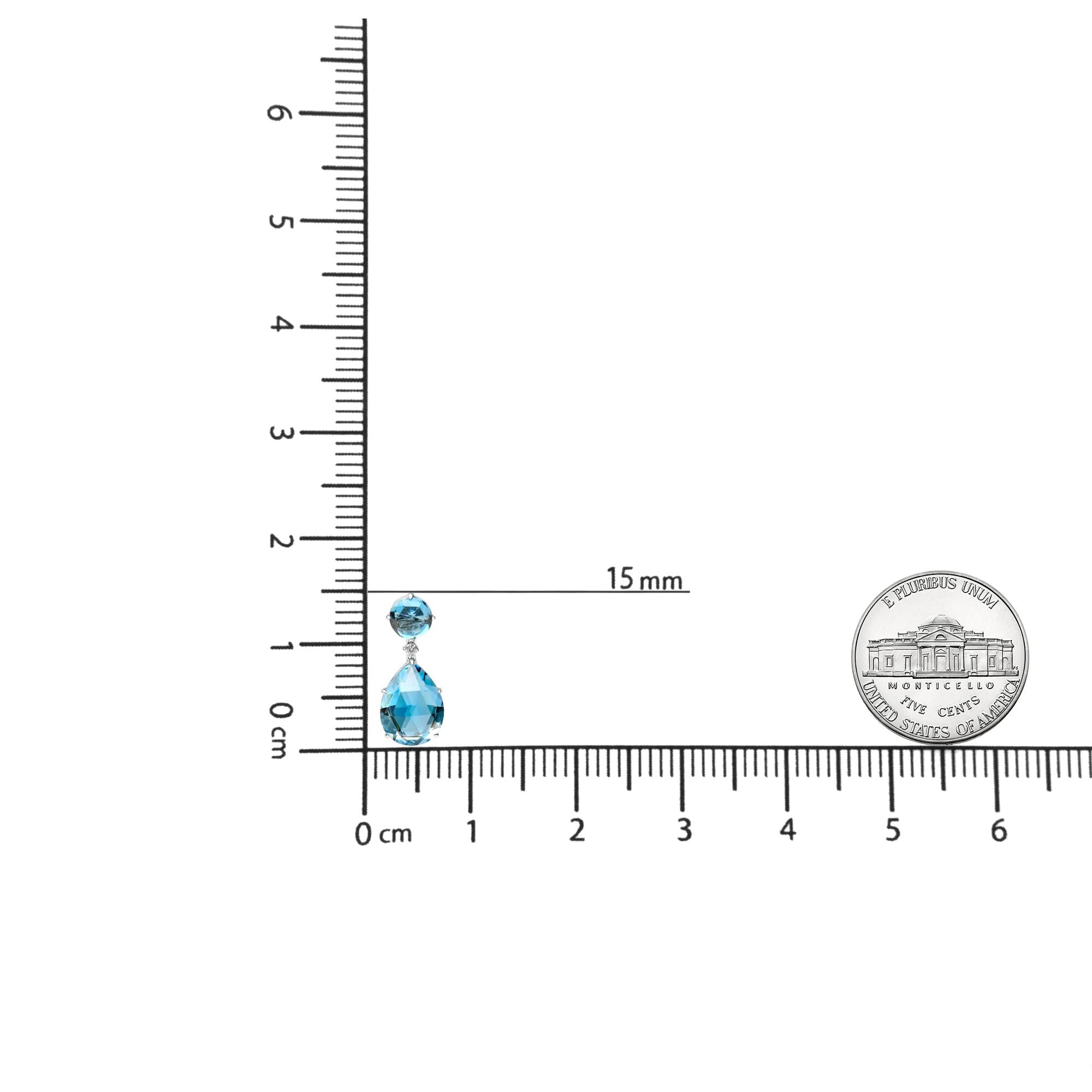 18K White Gold 1/5 Cttw Diamond with Round London Blue Topaz and 20 x