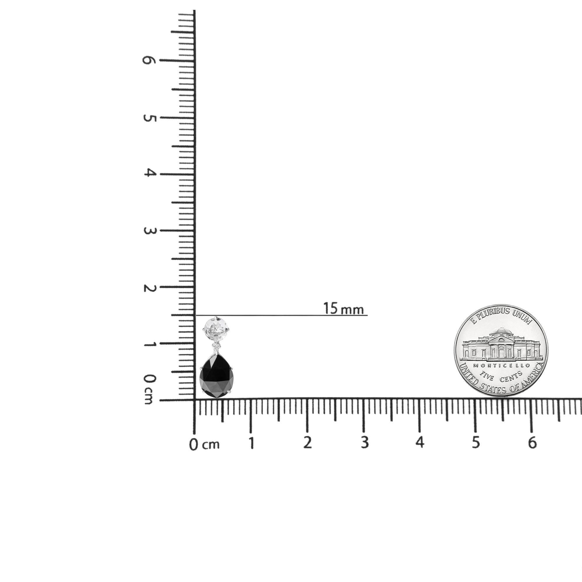 18K White Gold 1/5 Cttw Diamond with Round White Topaz and 20x15mm