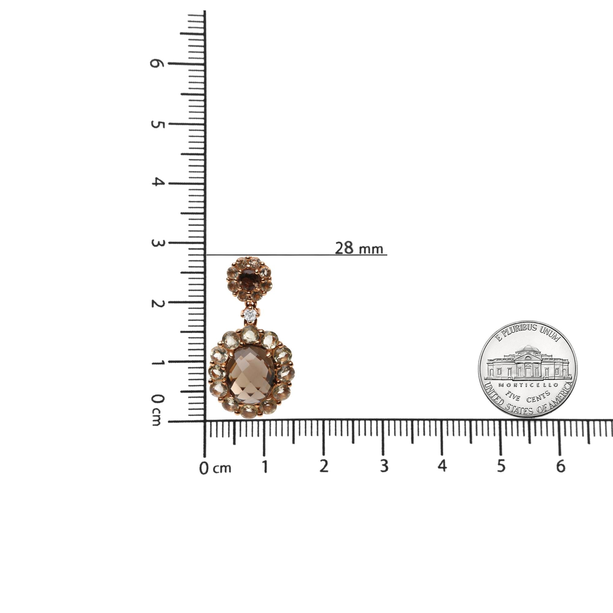 18K Rose Gold Diamond Accent and  Lemon and Oval Smoky Color Quartz