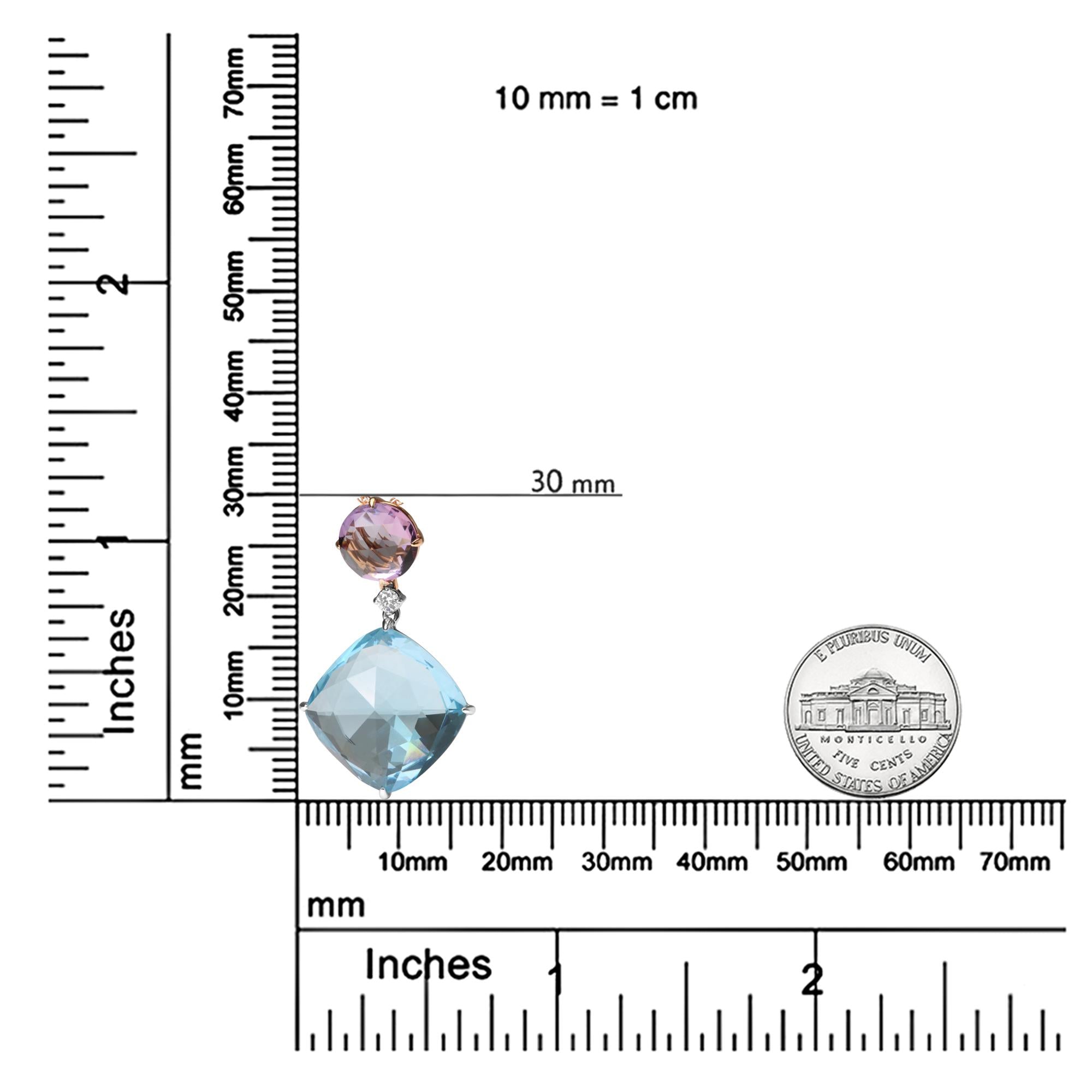 18K White and Rose Gold Round Diamond Accent and Round Rose De France