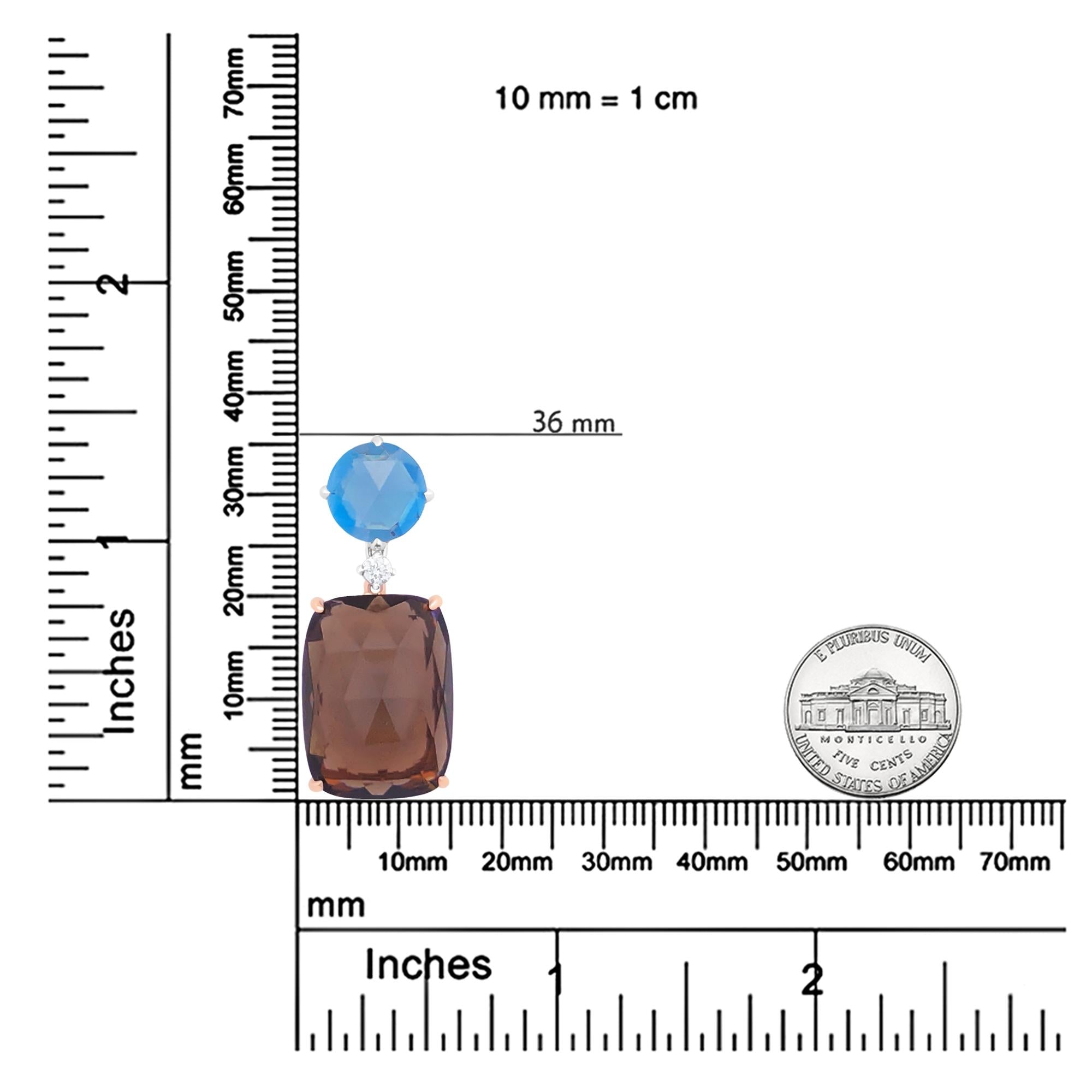 18K Rose and White Gold Diamond Accent and London Blue Topaz and