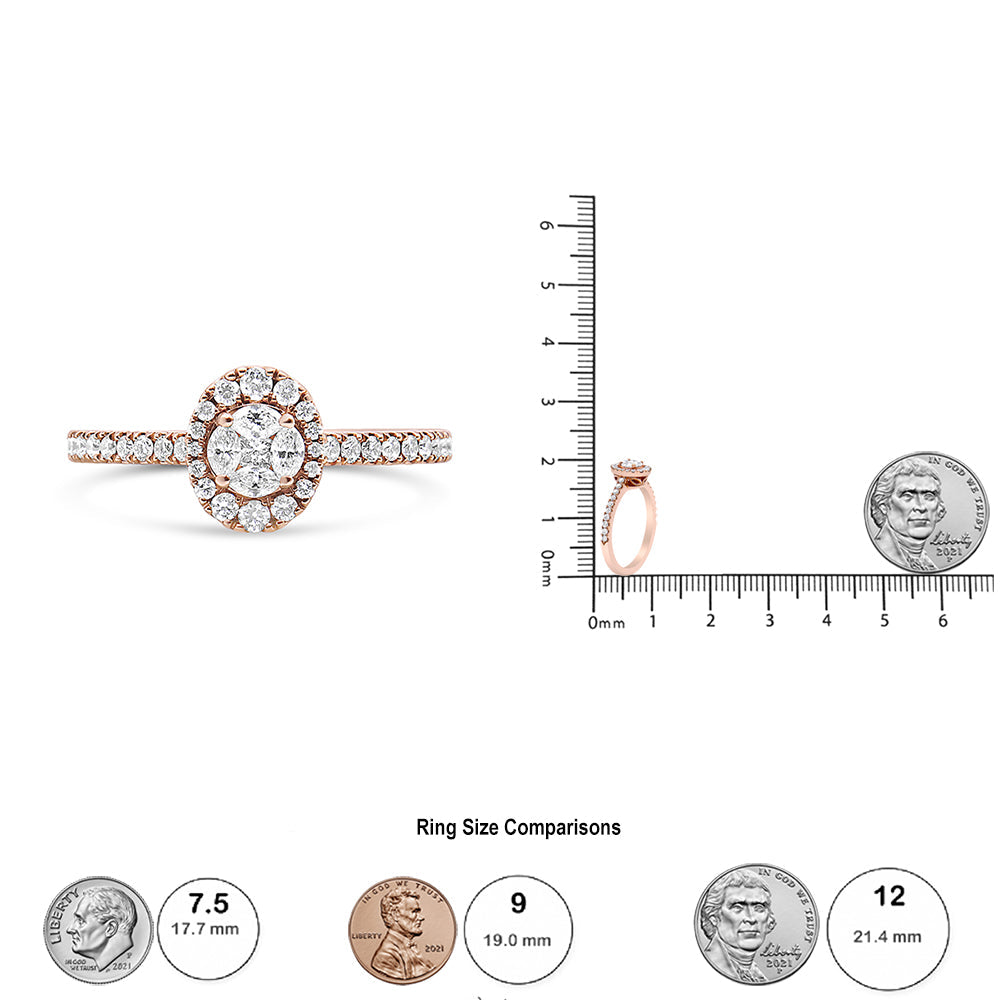 18K Rose Gold 1/2 Cttw Composite Marquise Composite Diamond Oval