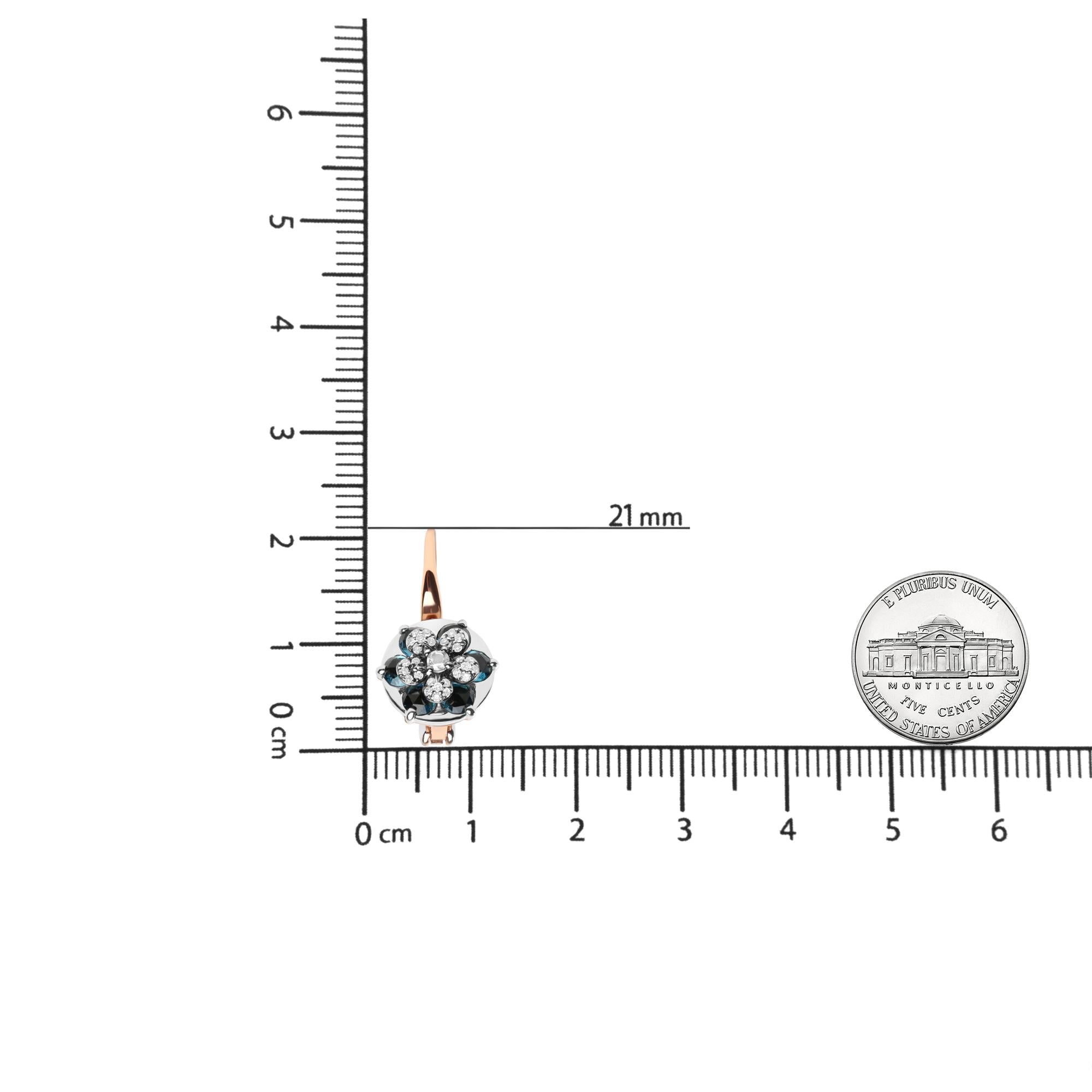 18K Rose and White Gold 1/3 Cttw Round Diamonds and Round London Blue