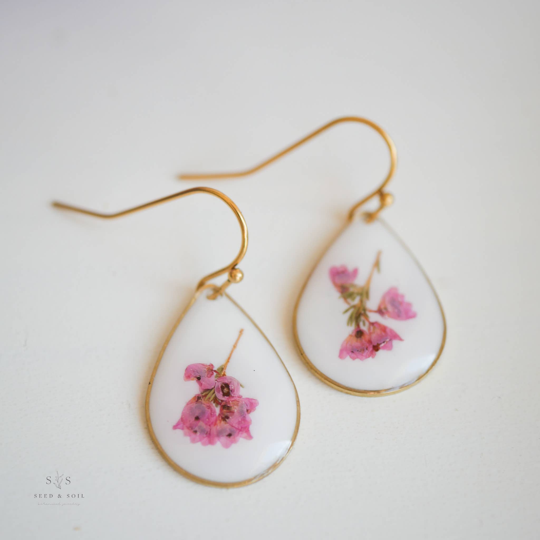 Pink Flower Dangle Earrings