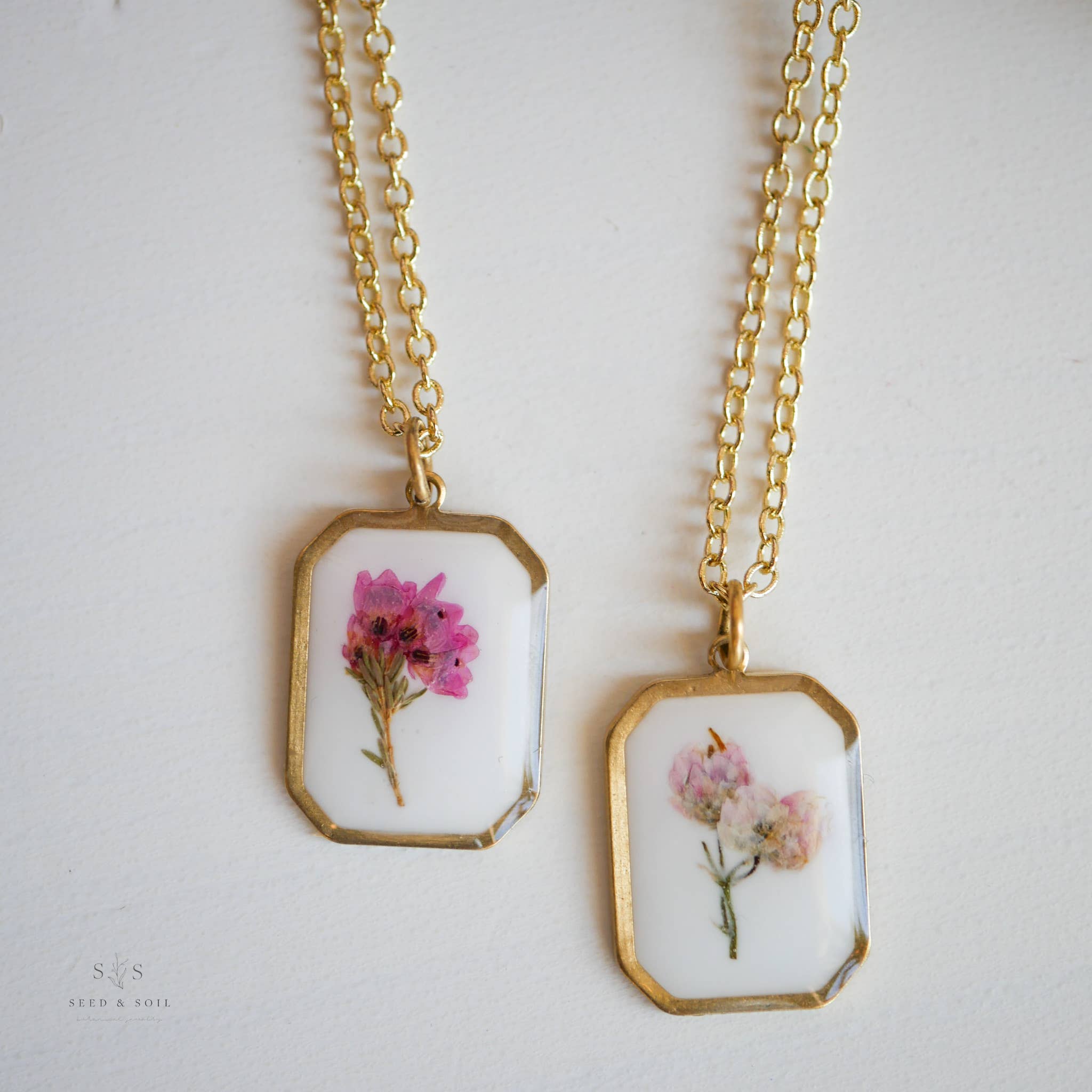 Framed Pink Flower Necklace