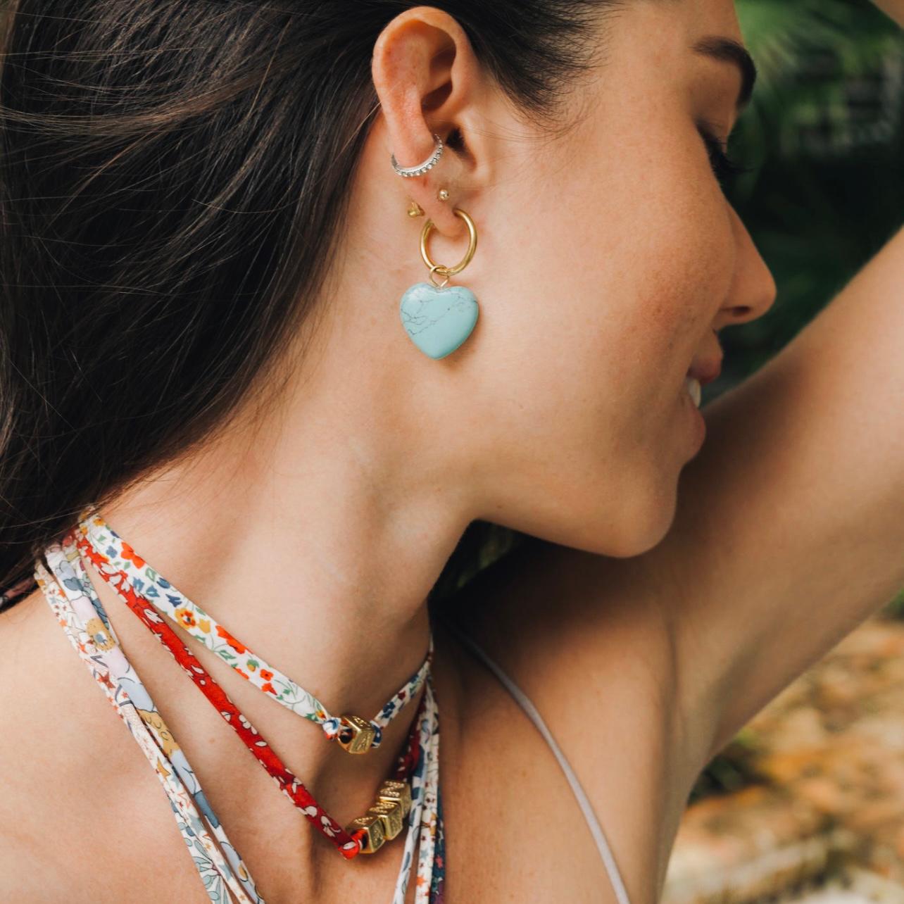 Turquoise Heart Hoop Earrings