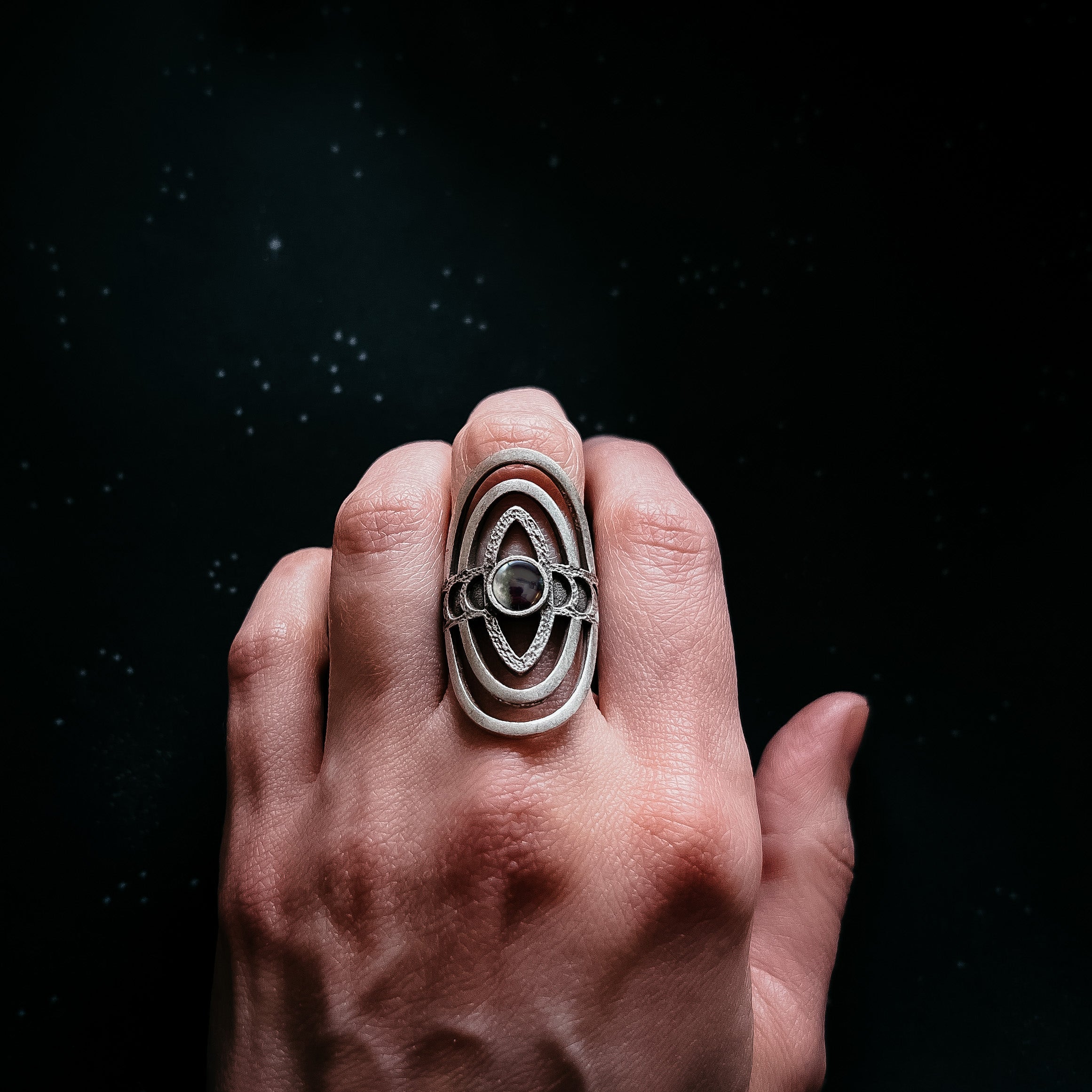 CLEARANCE My Moon Cosmic Ripple Personalized Ring with Lunar Phase Band