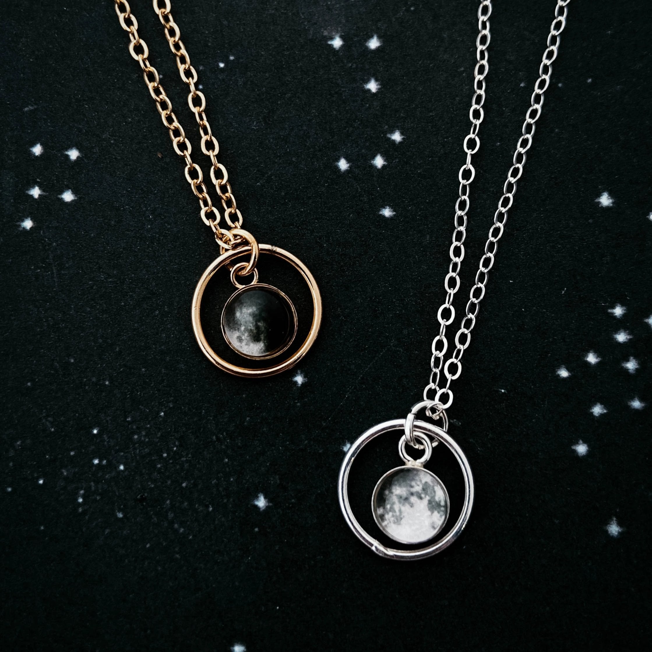 My Moon Mini Halo Necklace with Custom Lunar Phase