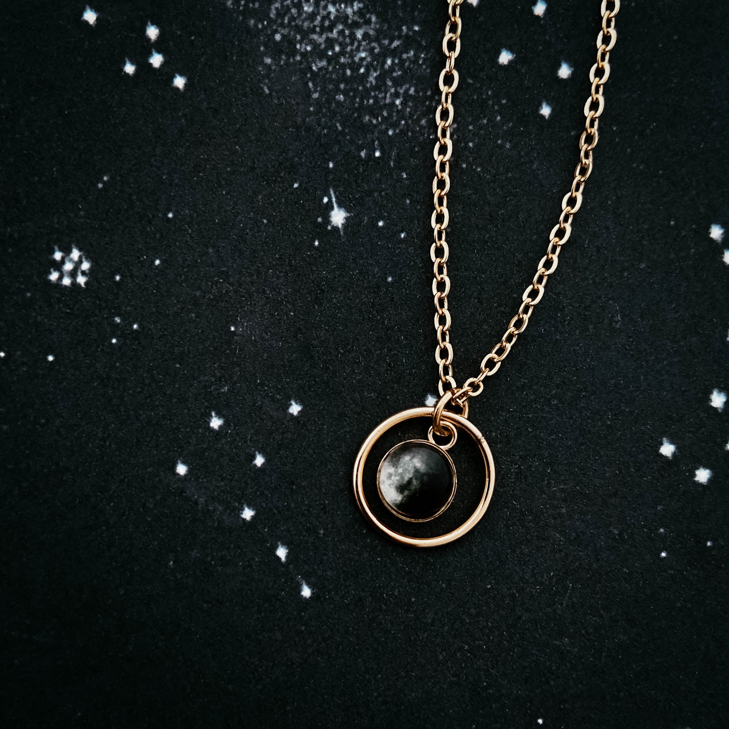 My Moon Mini Halo Necklace with Custom Lunar Phase