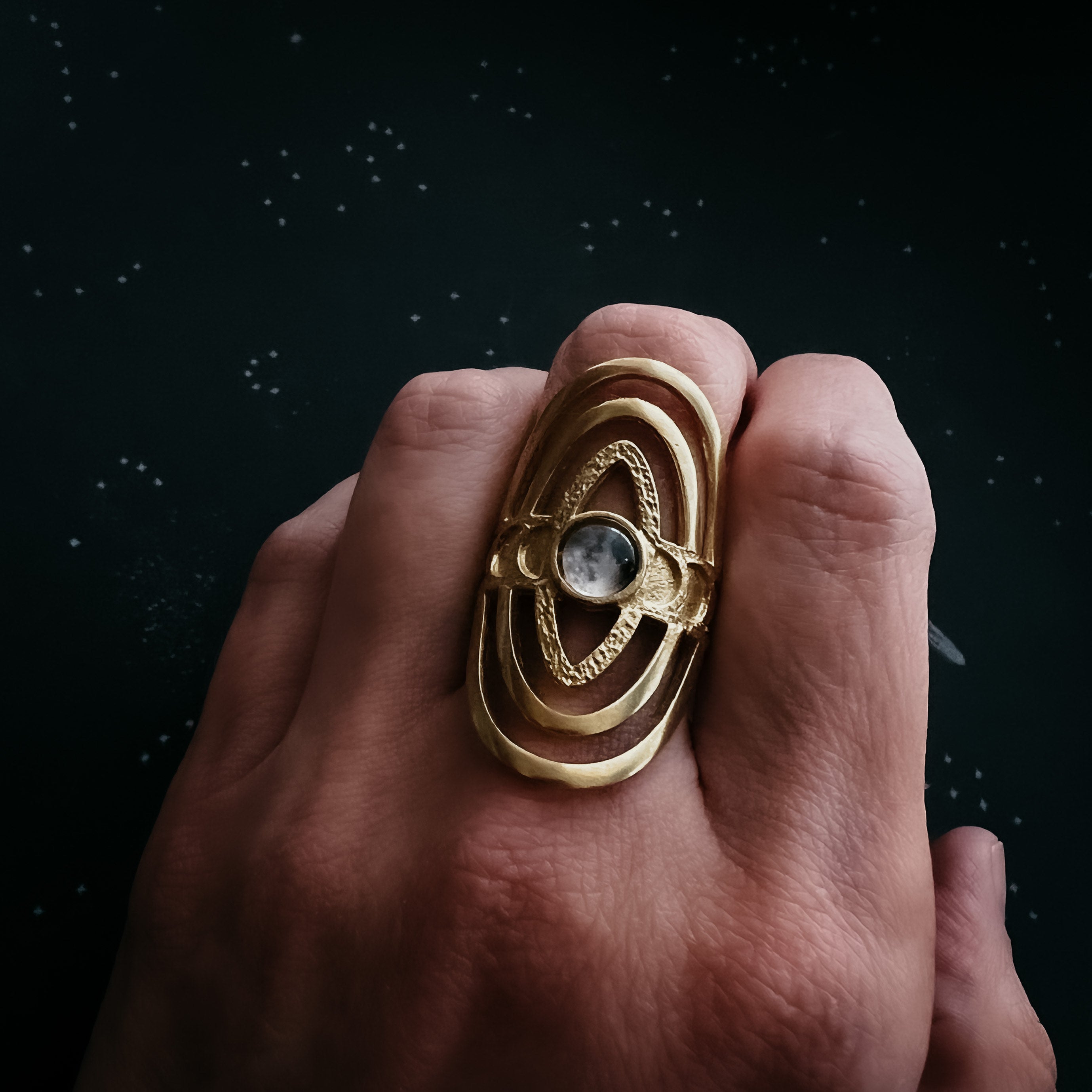 CLEARANCE My Moon Cosmic Ripple Personalized Ring with Lunar Phase Band