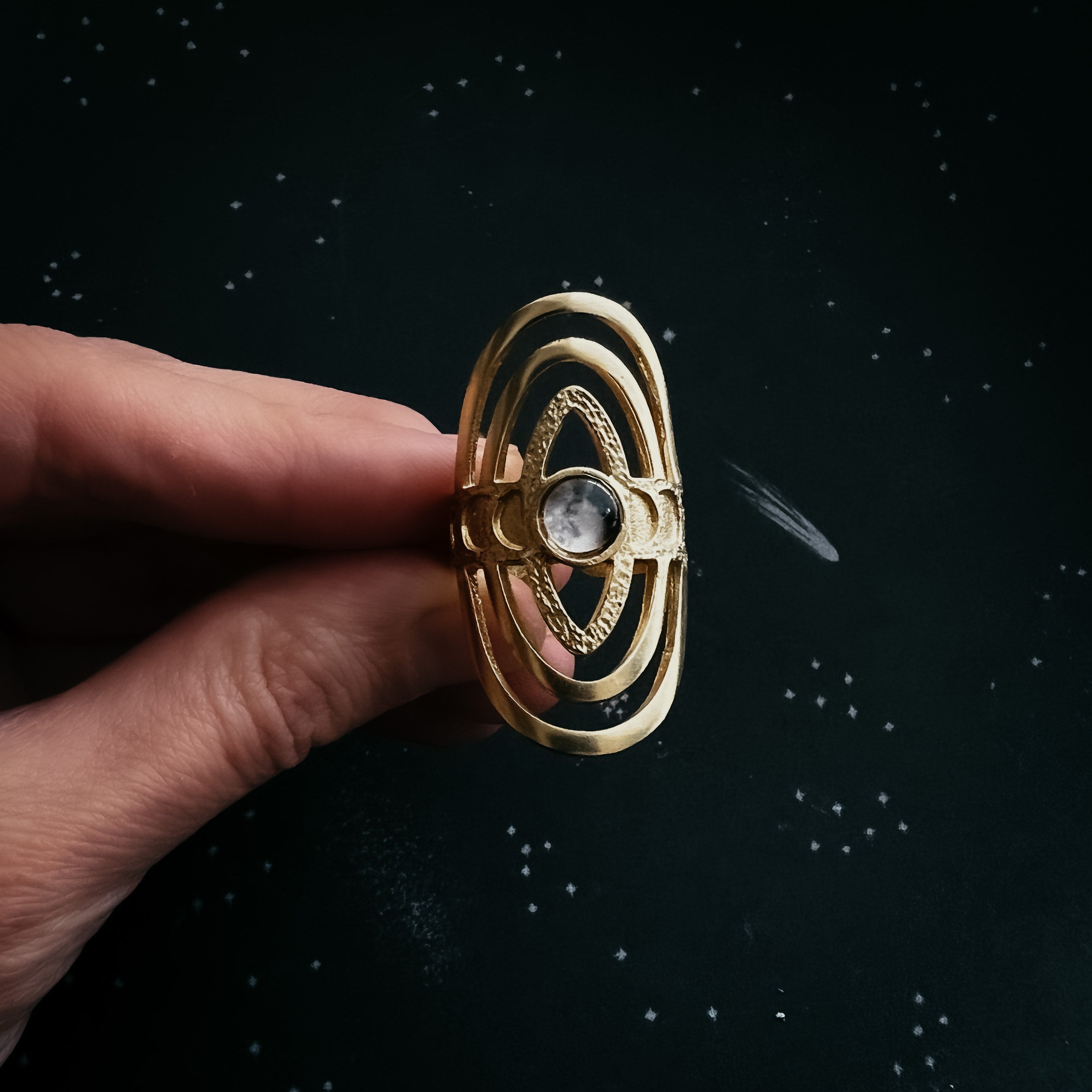 CLEARANCE My Moon Cosmic Ripple Personalized Ring with Lunar Phase Band