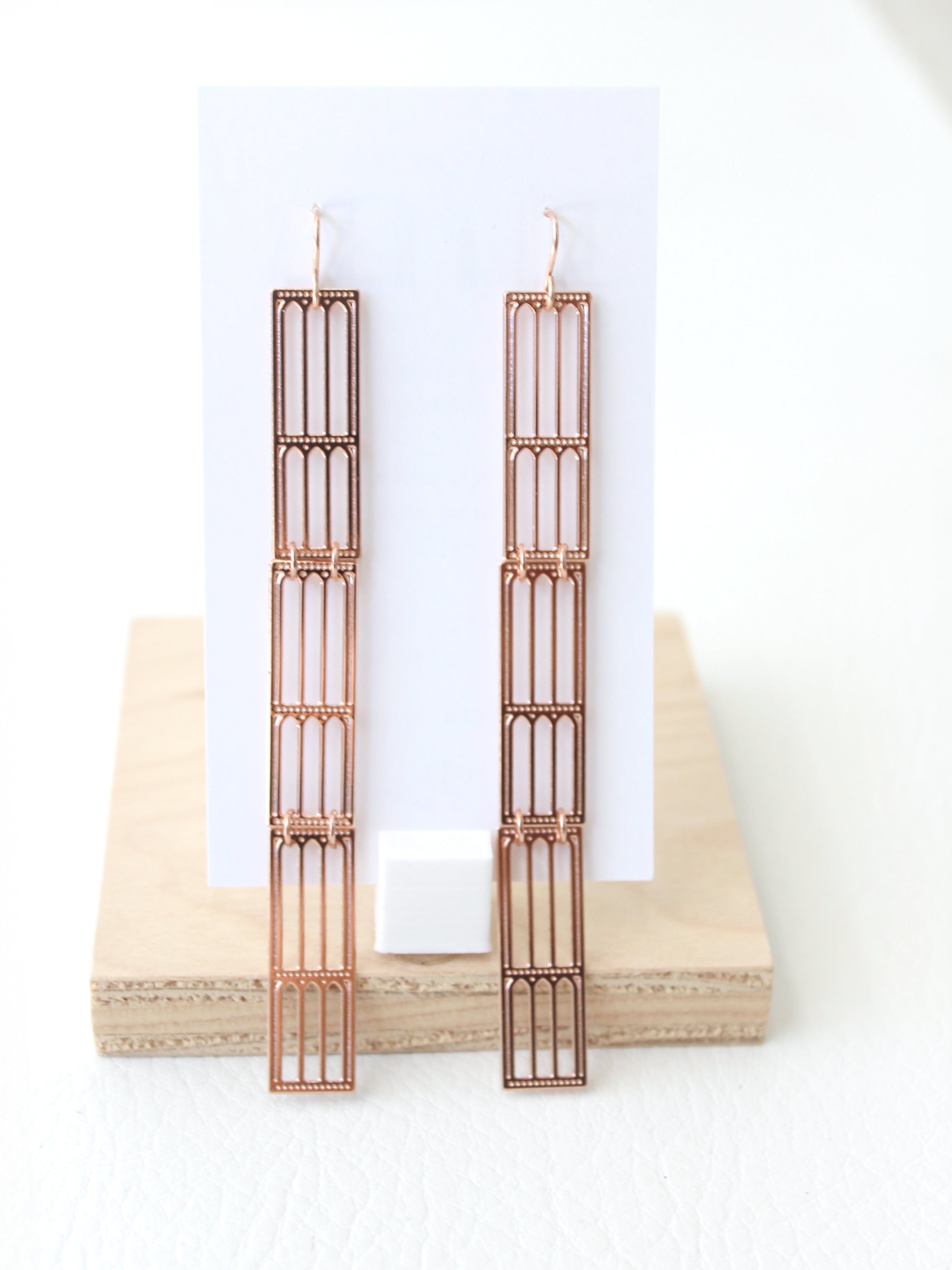 Long Florence Earrings | rose gold stainless steel earrings