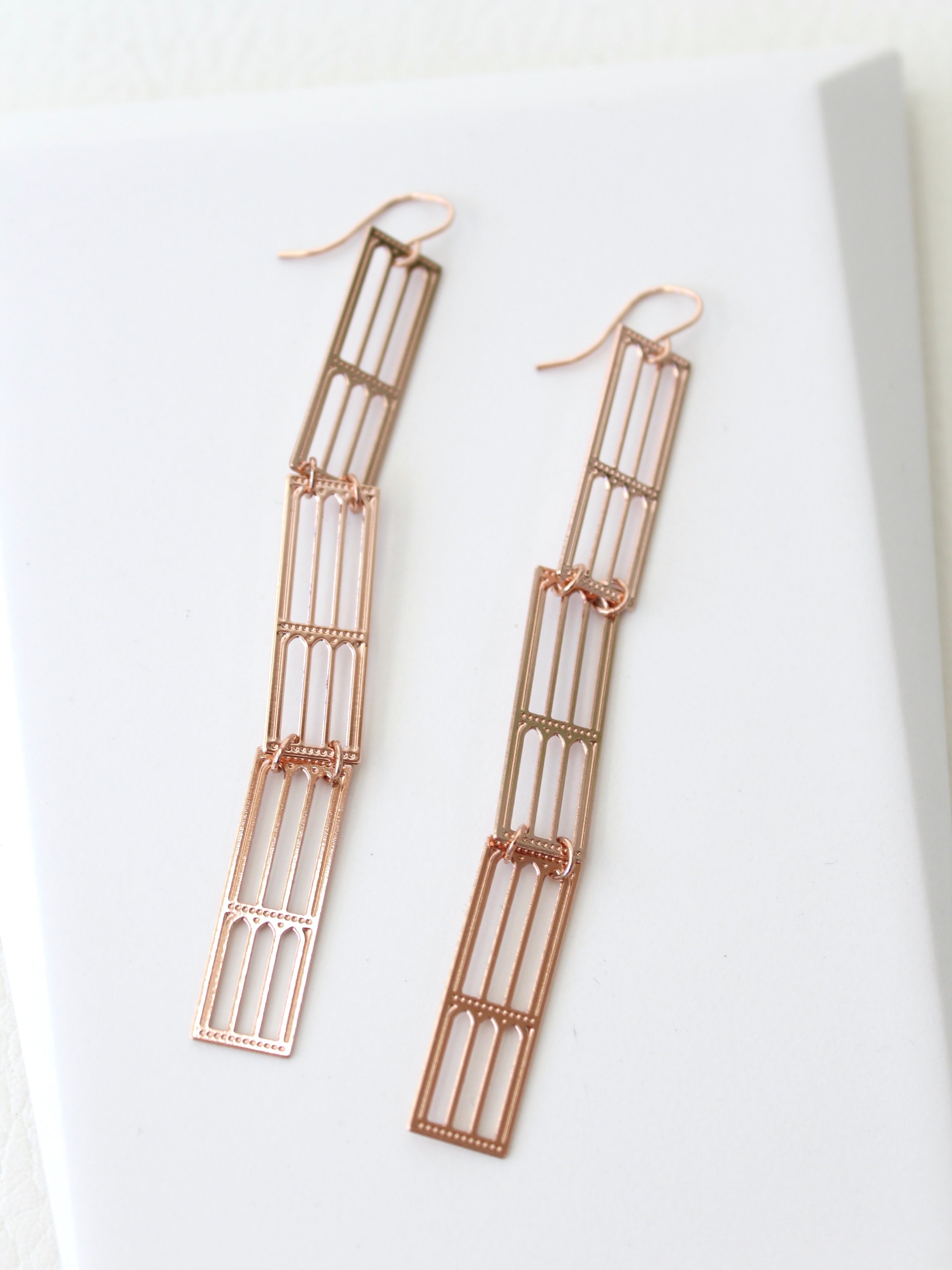 Long Florence Earrings | rose gold stainless steel earrings