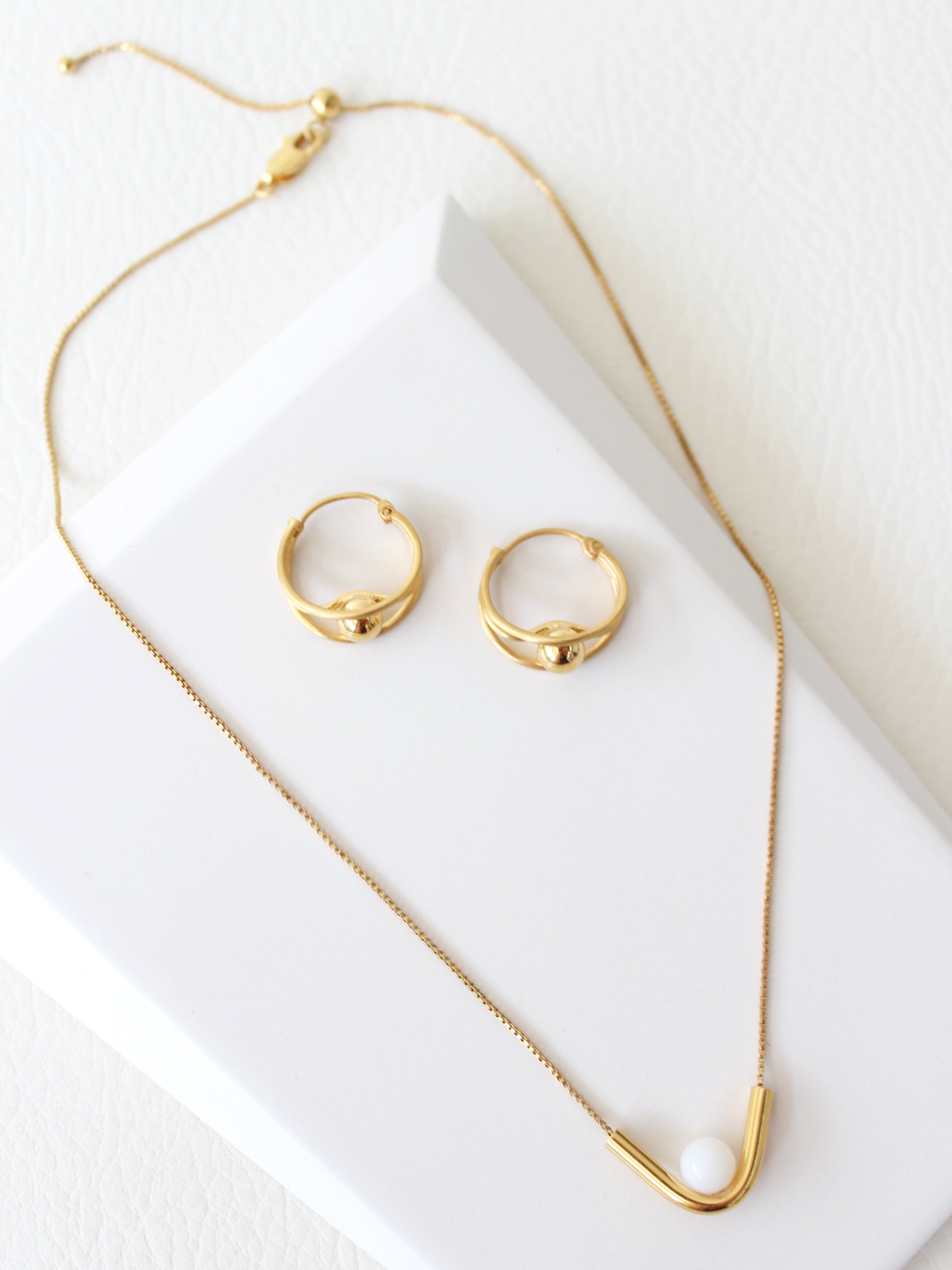 Presa Set | Mini Hoop Earrings and Necklace Set