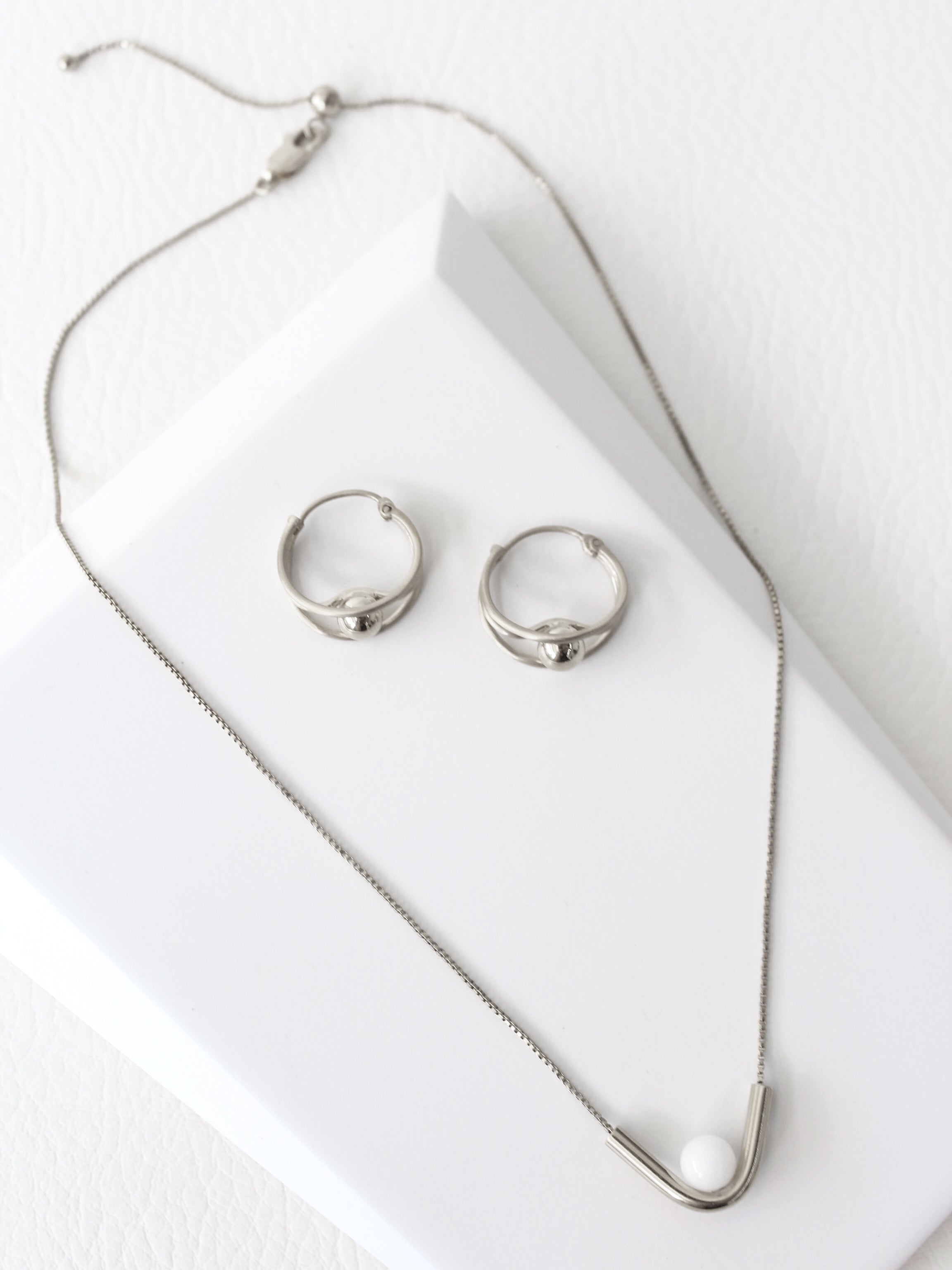 Presa Set | Mini Hoop Earrings and Necklace Set