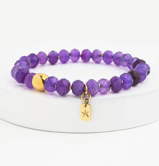 Lan Purple Agate Beaded Bracelet