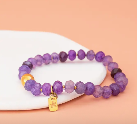 Lan Purple Agate Beaded Bracelet