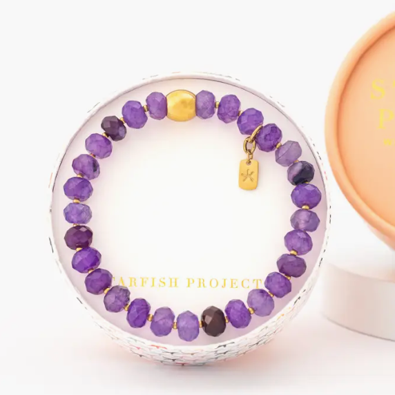 Lan Purple Agate Beaded Bracelet