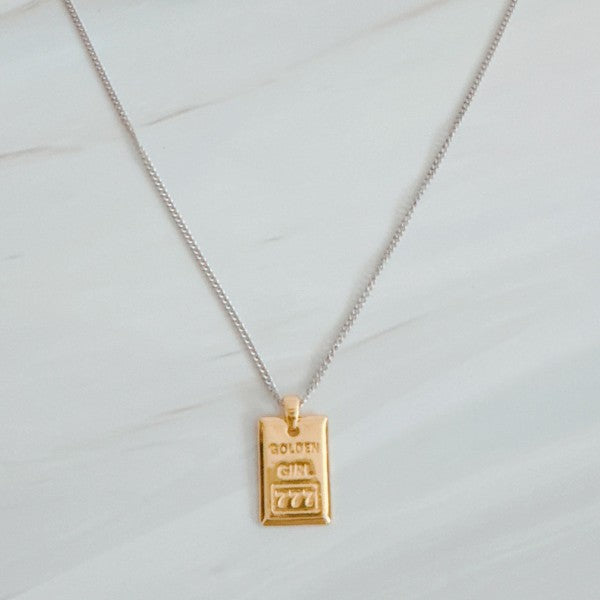 Golden Girl Gold Bar Two Tone Necklace