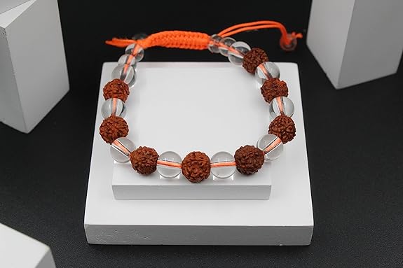 PRG Handcrafted Traditional Crystal, Rudraksha & Dhaga Bracelet