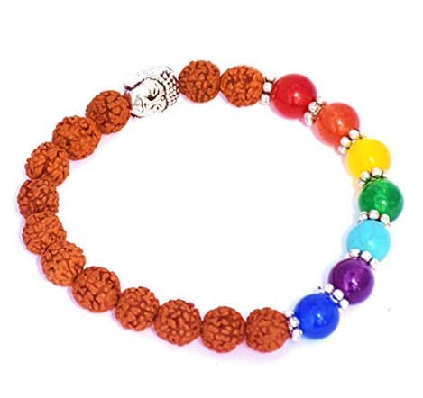 PRG Colorful Yoga Bracelet with 5 Mukhi Rudraksha Beads
