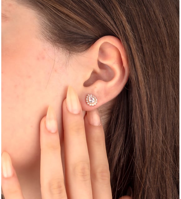 925 Sterling Silver White Stone Teardrop Earrings