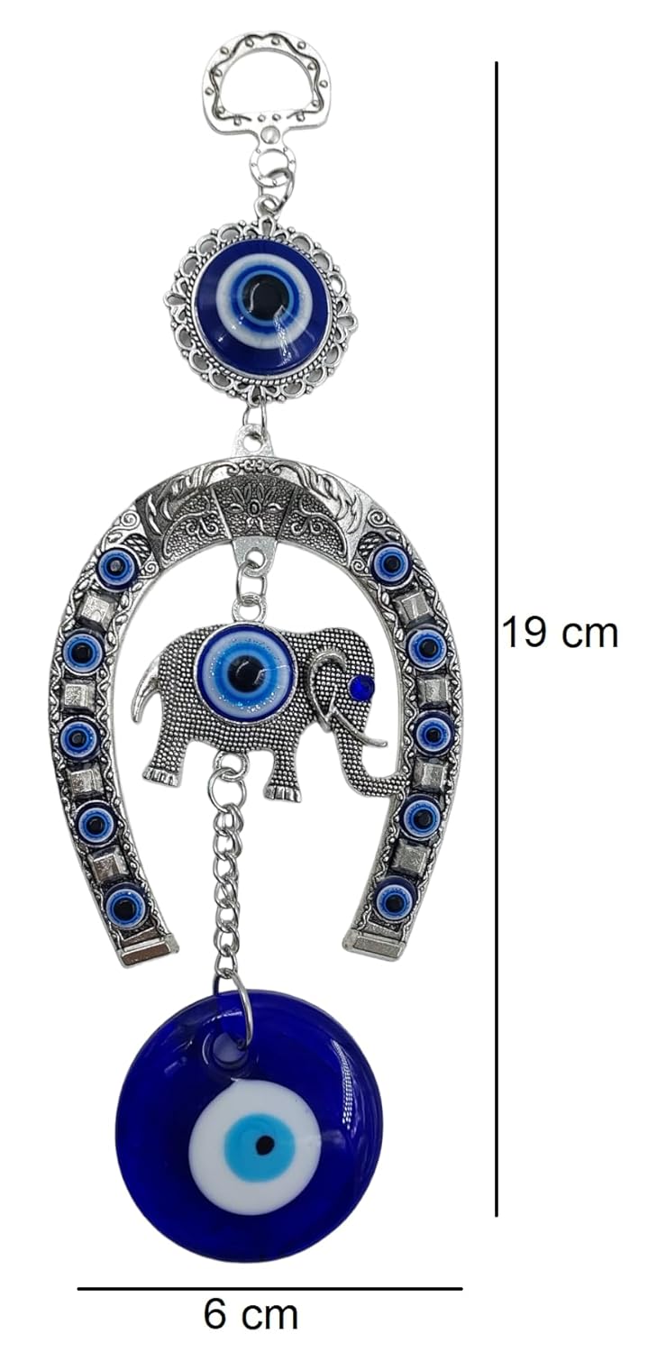 PRG Evil Eye Hanging, Horseshoe with Elephant for Good Luck Charm
