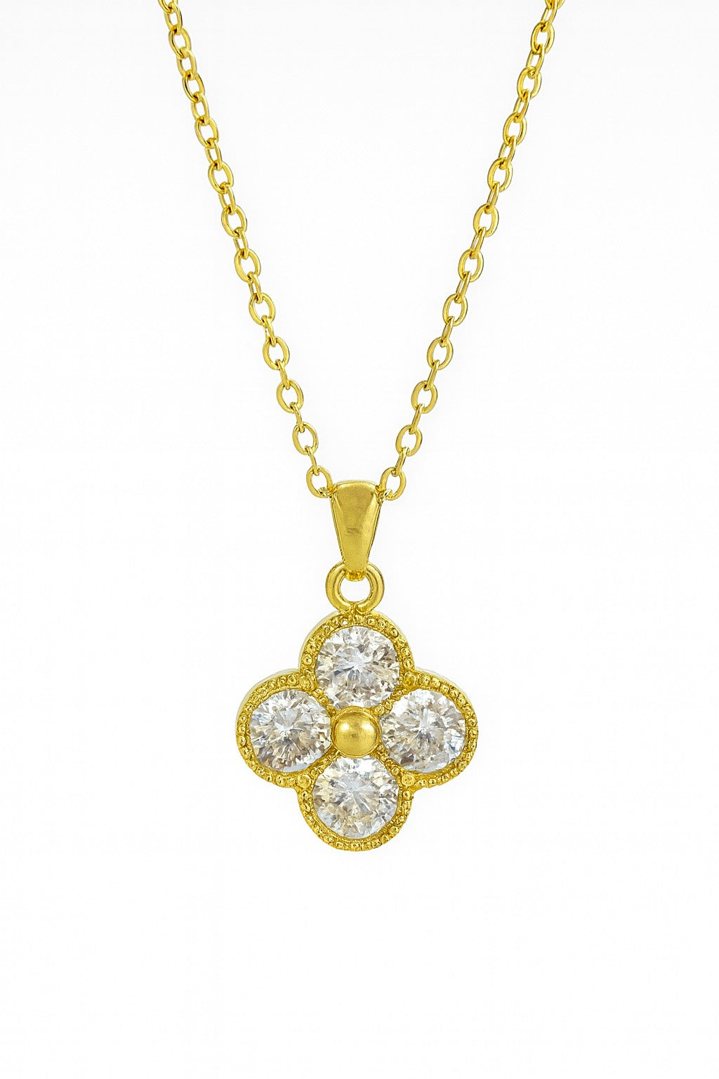 Stainless Steel Crystal Clover Necklace for Women