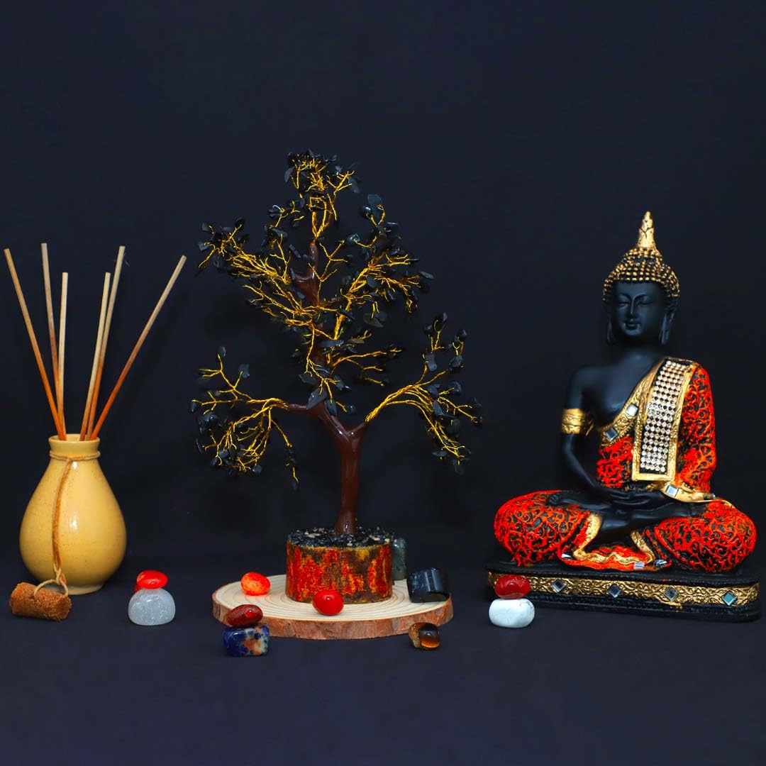 PRG Black Crystal Tree for Good Luck,Wealth & Positive Energy