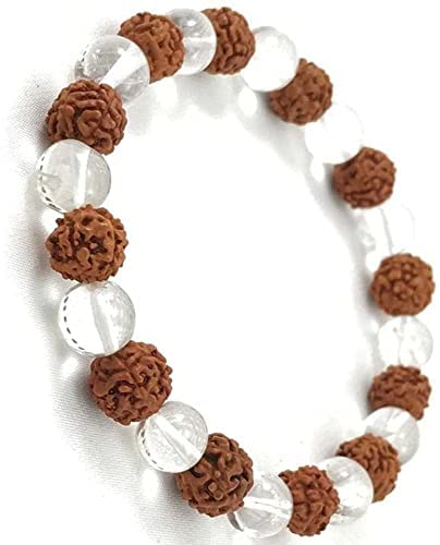 PRG Traditional Rudraksha Beads Bracelet with Healing Crystals