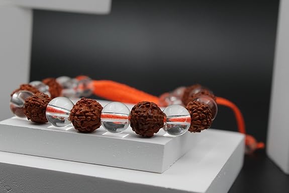 PRG Handcrafted Traditional Crystal, Rudraksha & Dhaga Bracelet