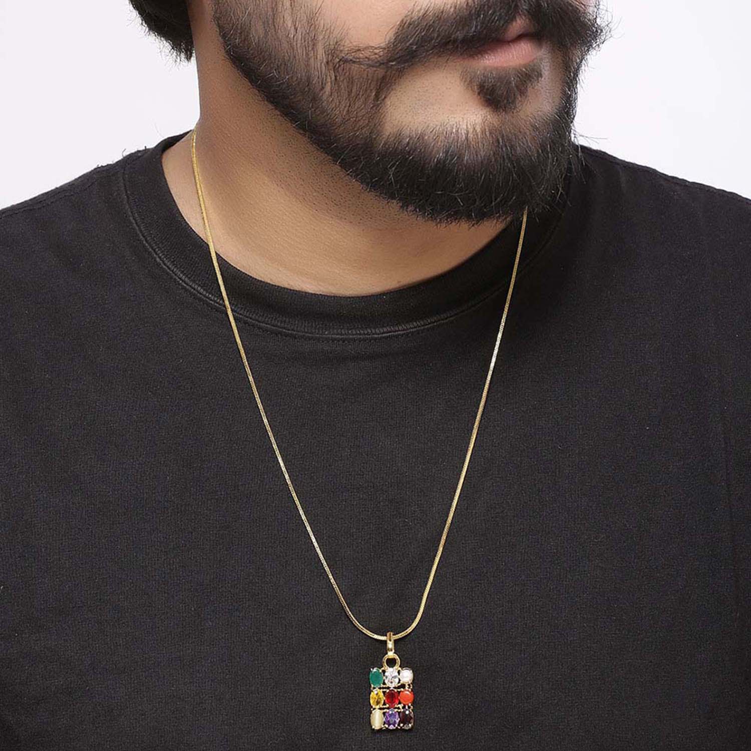 PRG Navratan Pendant Multicoloured Crystals for Good Luck & Wealth