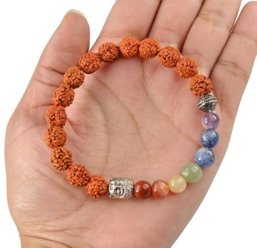 PRG Colorful Yoga Bracelet with 5 Mukhi Rudraksha Beads