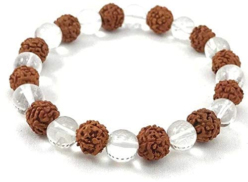 PRG Traditional Rudraksha Beads Bracelet with Healing Crystals
