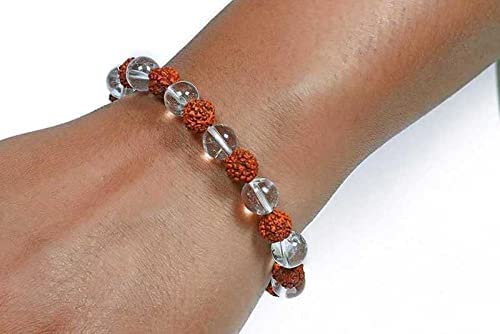 PRG Traditional Rudraksha Beads Bracelet with Healing Crystals