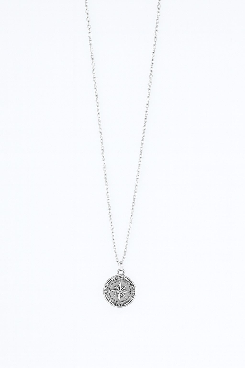 Stainless Steel Silver Compass Necklace for Women