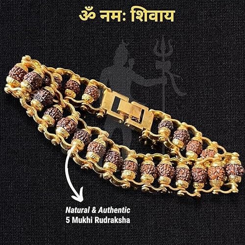 PRG Fashionable 5 Mukhi Rudraksha Beads Bracelet for Positive Energy